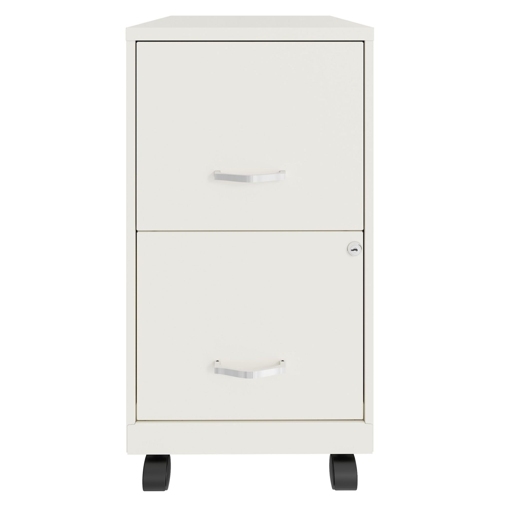 Space Solutions 18 Inch Wide 2 Drawer Mobile Cabinet for Office, Pearl White - VMInnovations
