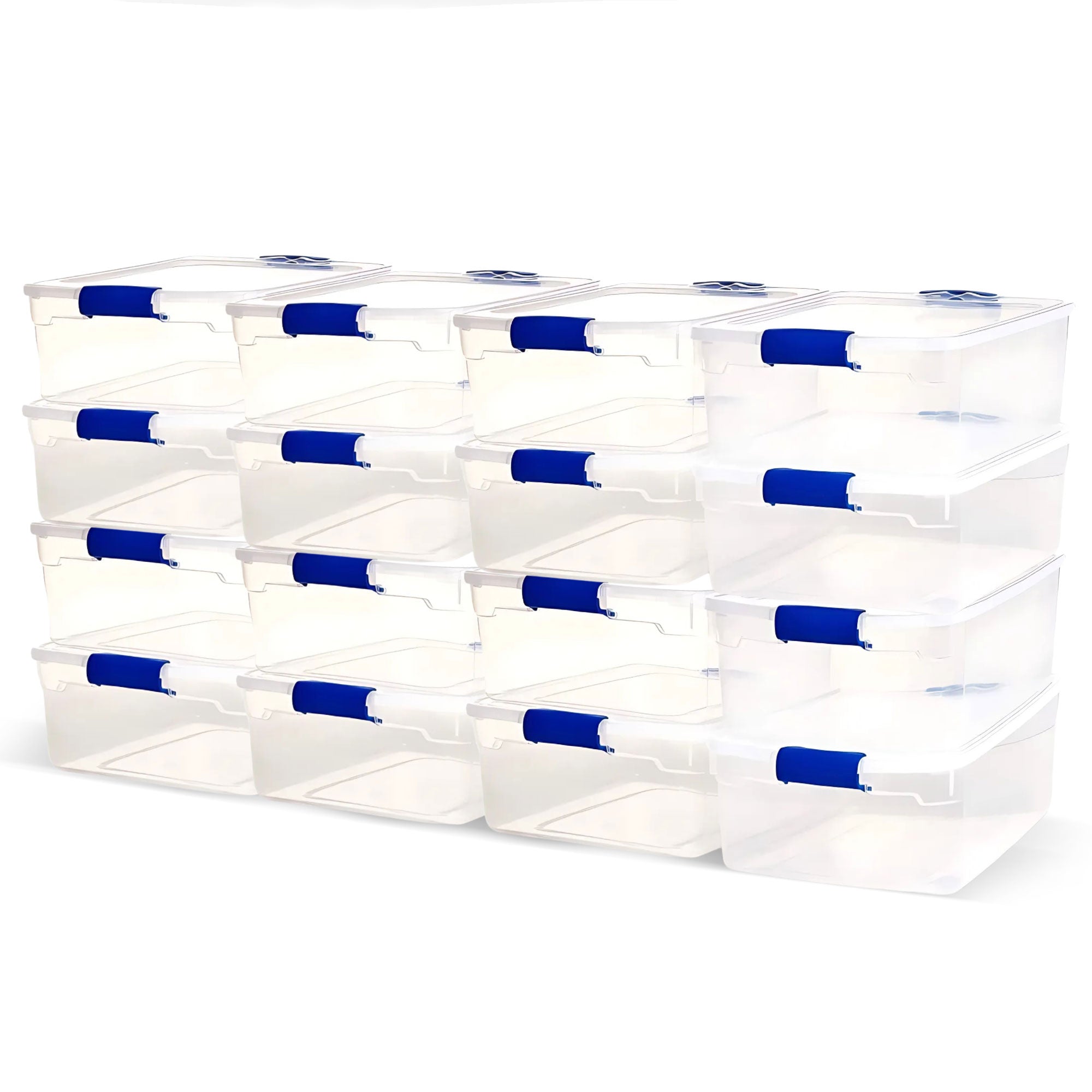 Homz 15.5 Quart Heavy Duty Clear Plastic Stackable Storage Containers, 16 Pack - VMInnovations