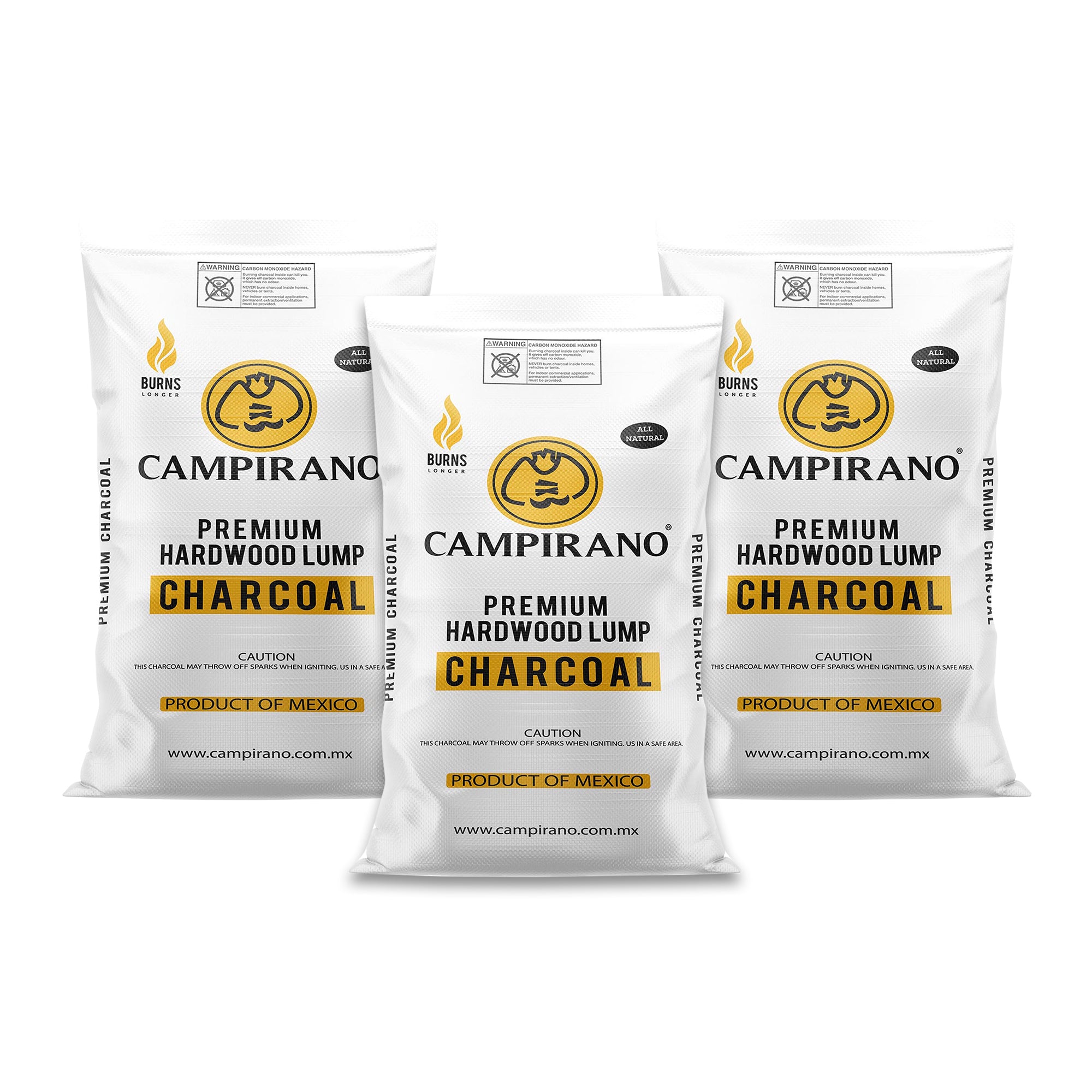 Campirano Premium Hardwood Black Lump Grill & Smoker Charcoal, 40lb Bag (3 Pack) - VMInnovations