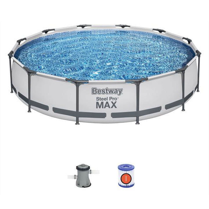 Bestway Steel Pro Max 12' x 30" Round Above Ground Frame Pool & Flowclear Cover - VMInnovations