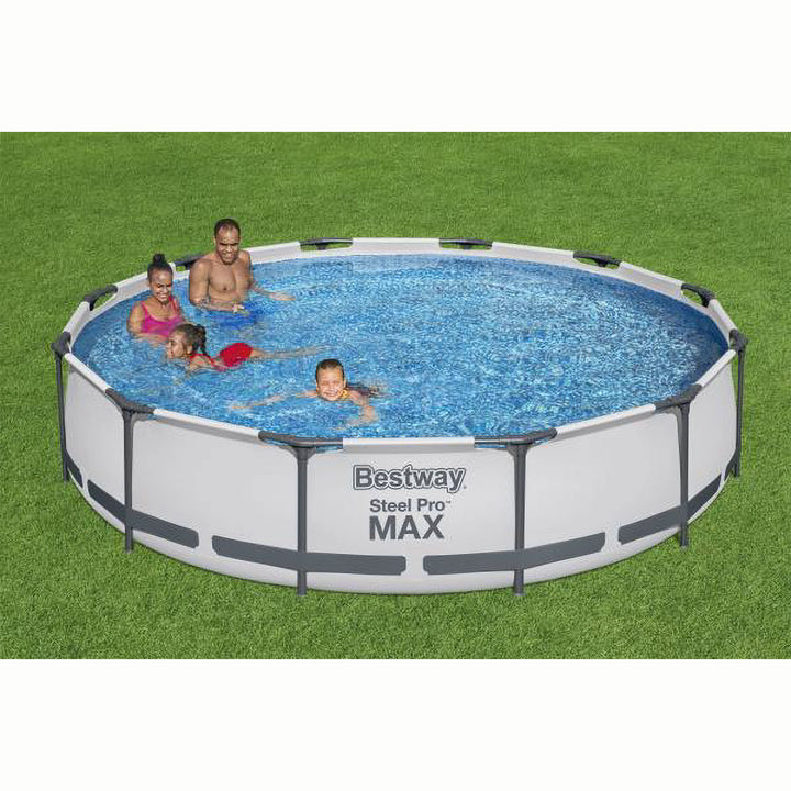 Bestway Steel Pro Max 12' x 30" Round Above Ground Frame Pool & Flowclear Cover - VMInnovations