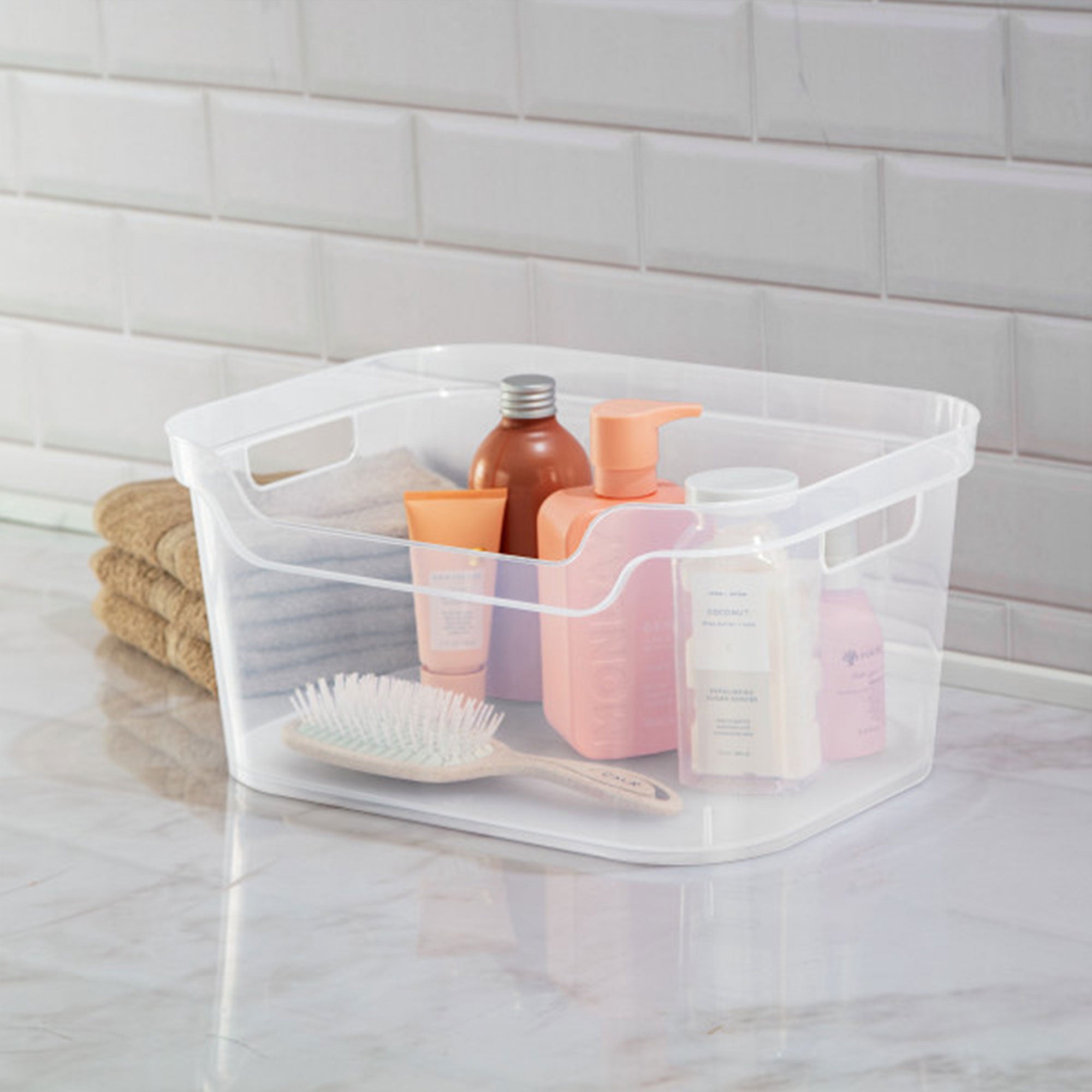 Sterilite 7 x 11 x 14.25 Inch Open Storage Bin w/ Carry Handles, Clear (6 Pack) - VMInnovations