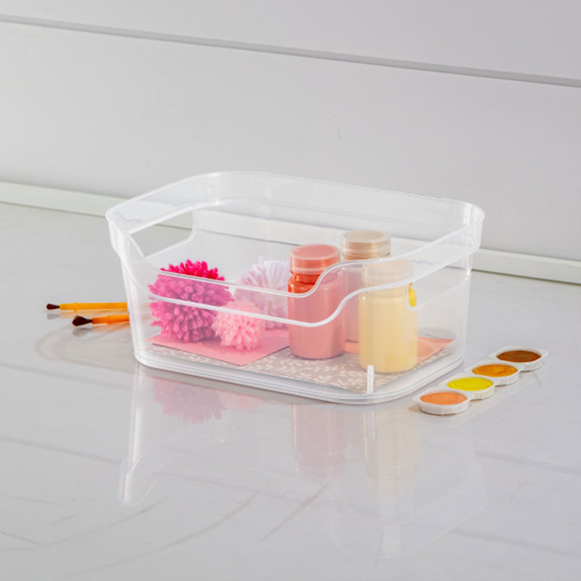 Sterilite 9.5 x 6.5 x 4 Inch Clear Open Storage Bin with Carry Handles (32 Pack) - VMInnovations