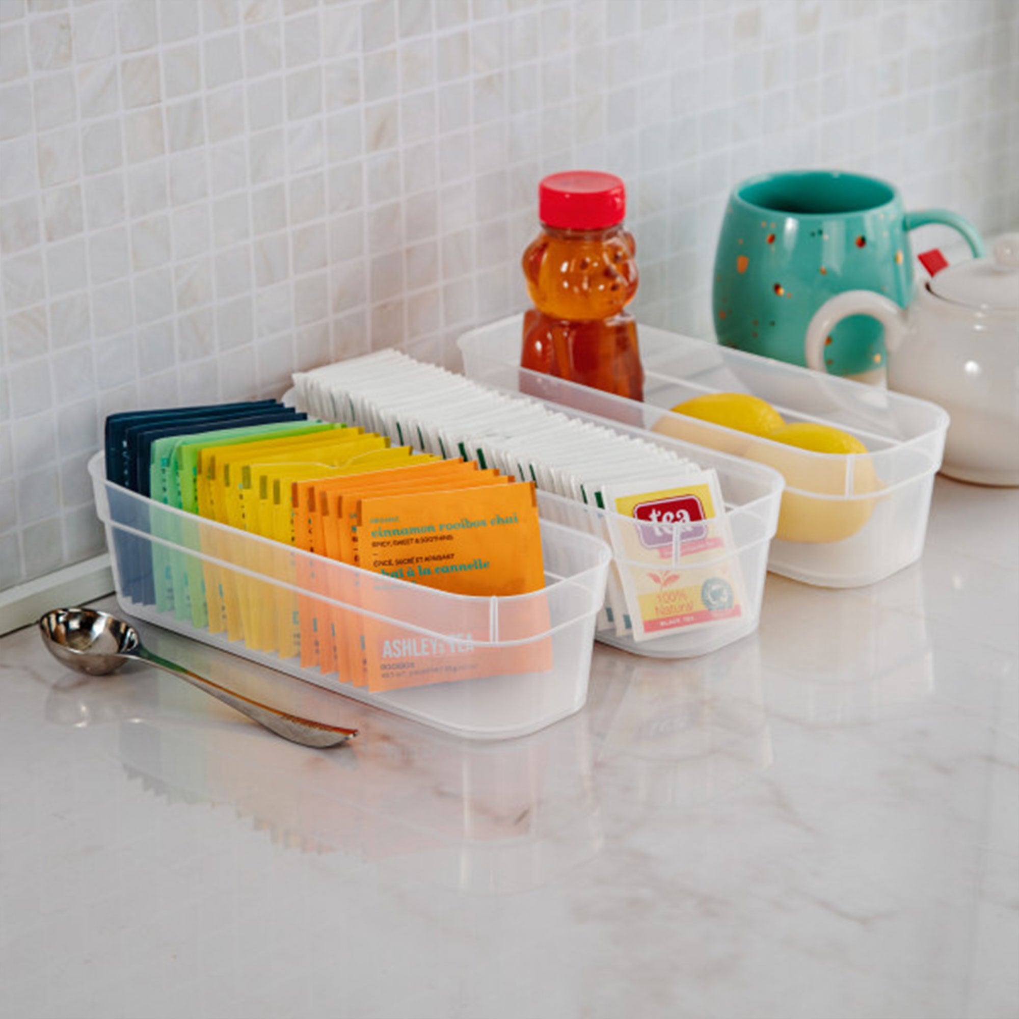 Sterilite Narrow Storage Trays for Desktop & Drawer Organizing, Clear (24 Pack) - VMInnovations