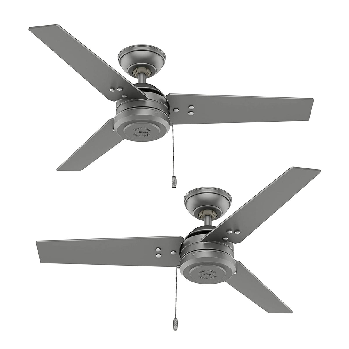 Hunter Fan Company Cassius 44 Inch Ceiling Fan with Chain, Matte Silver (2 Pack)