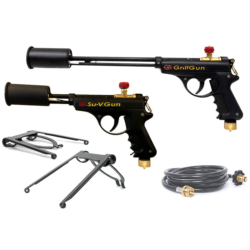 GrillBlazer GrillGun and Su-VGun Combo Charcoal Starter Set w/ Stands and Hose