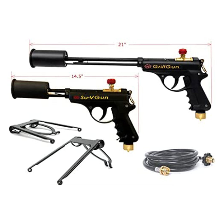 GrillBlazer GrillGun and Su-VGun Combo Charcoal Starter Set w/ Stands and Hose - VMInnovations
