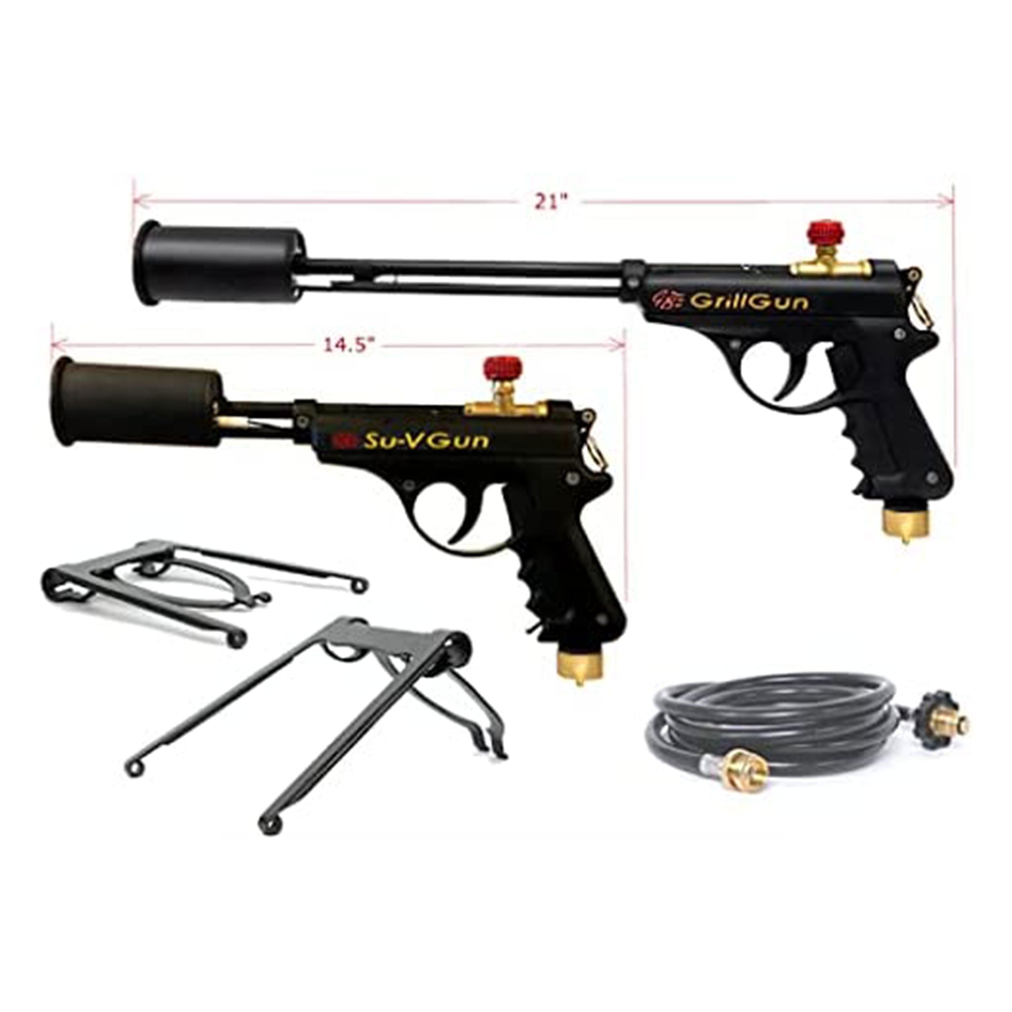 GrillBlazer GrillGun and Su-VGun Combo Charcoal Starter Set w/ Stands and Hose - VMInnovations
