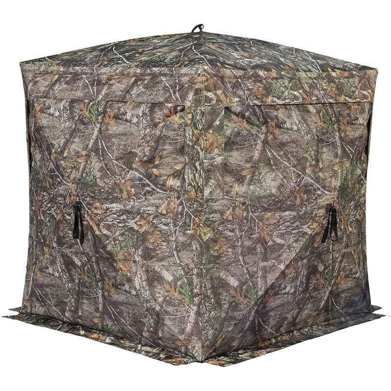 Rhino Blinds R180 3 Person Hunting Ground See-Through Mesh Blind, Realtree Edge