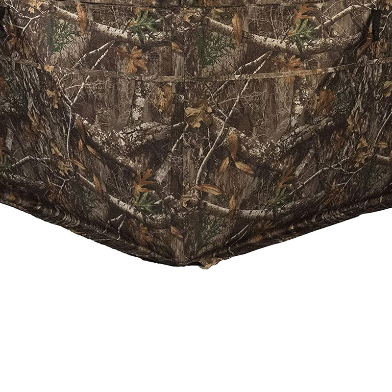 Rhino Blinds R300-RTE 3 Person Hunting Ground Blind w/ 3 Windows, Realtree Edge