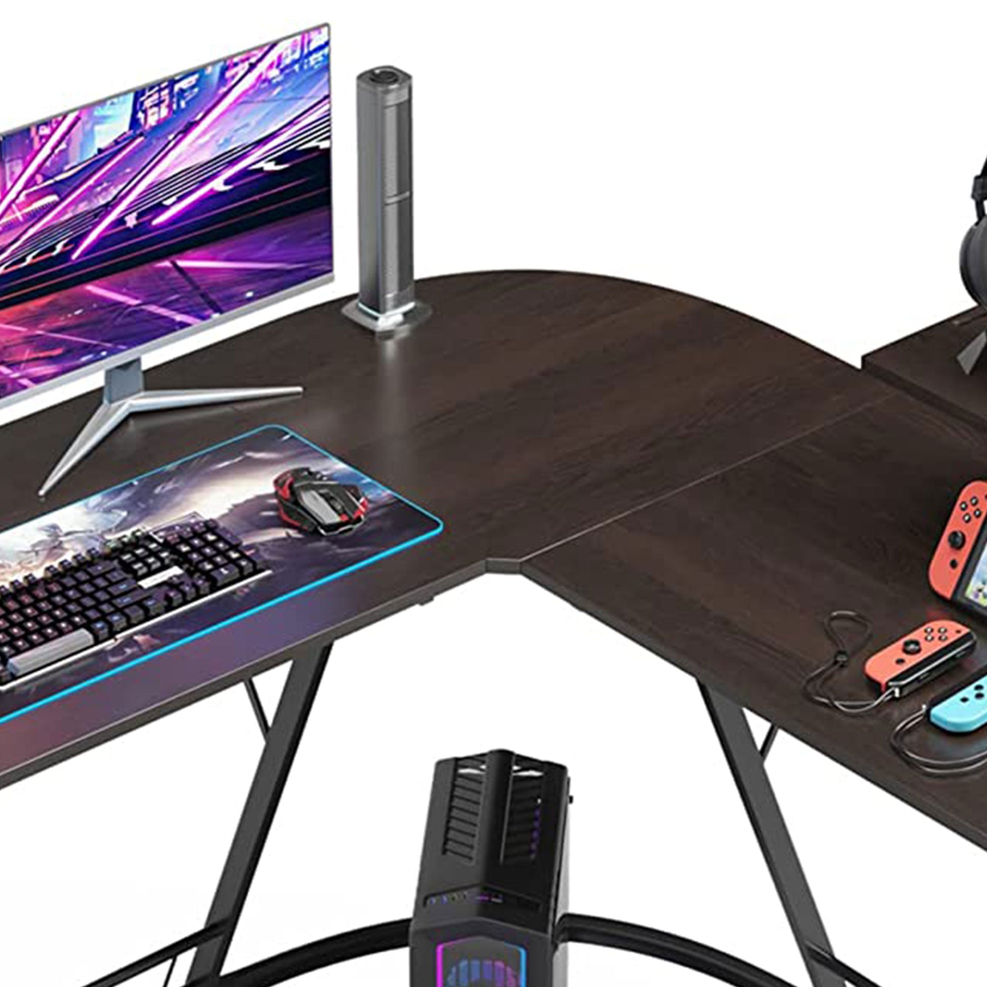 Somdot L Shaped Corner Gaming and Computer Desk with Monitor Stand (Open Box) - VMInnovations