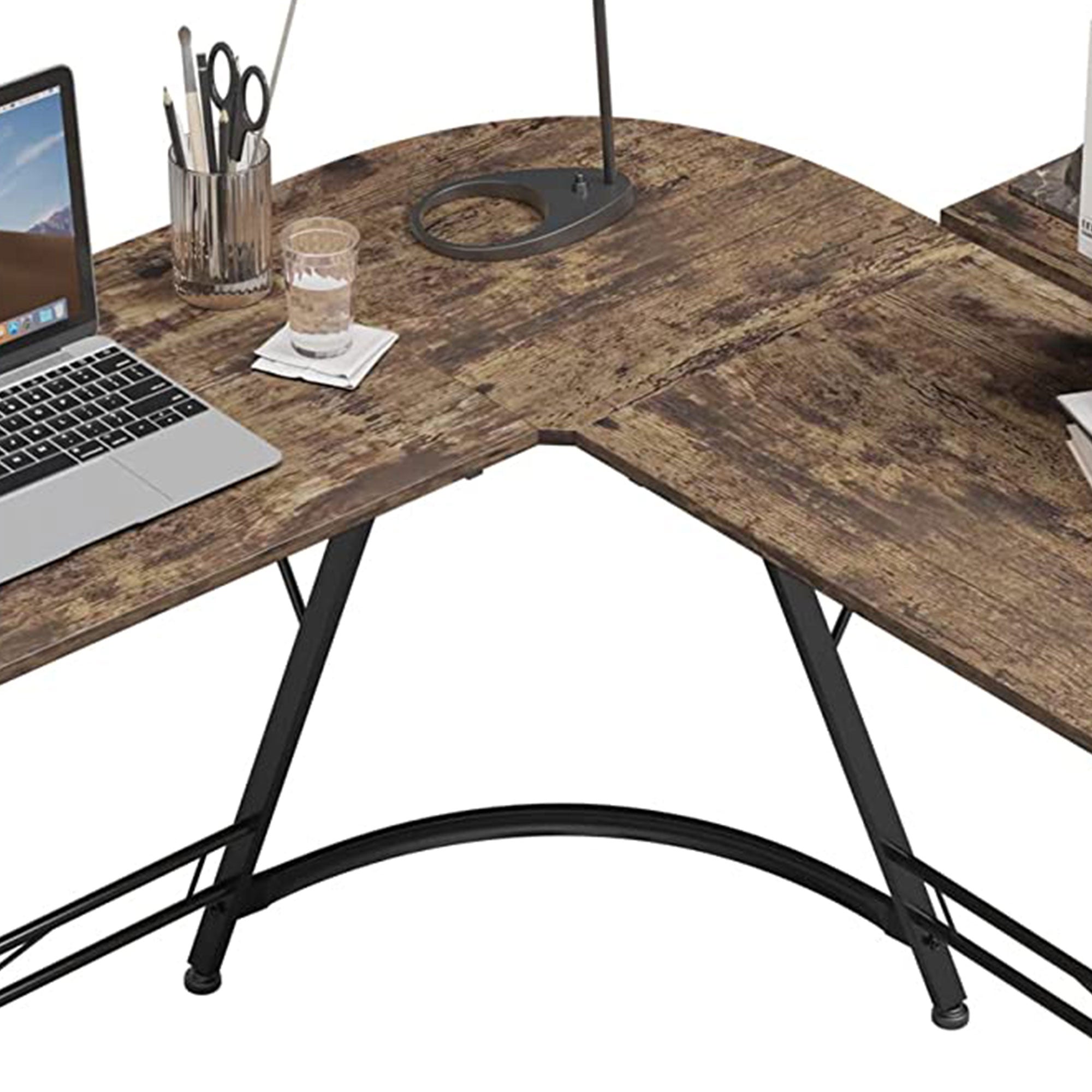 Somdot L Shaped Corner Gaming and Computer Desk with Monitor Stand, Brown Wood