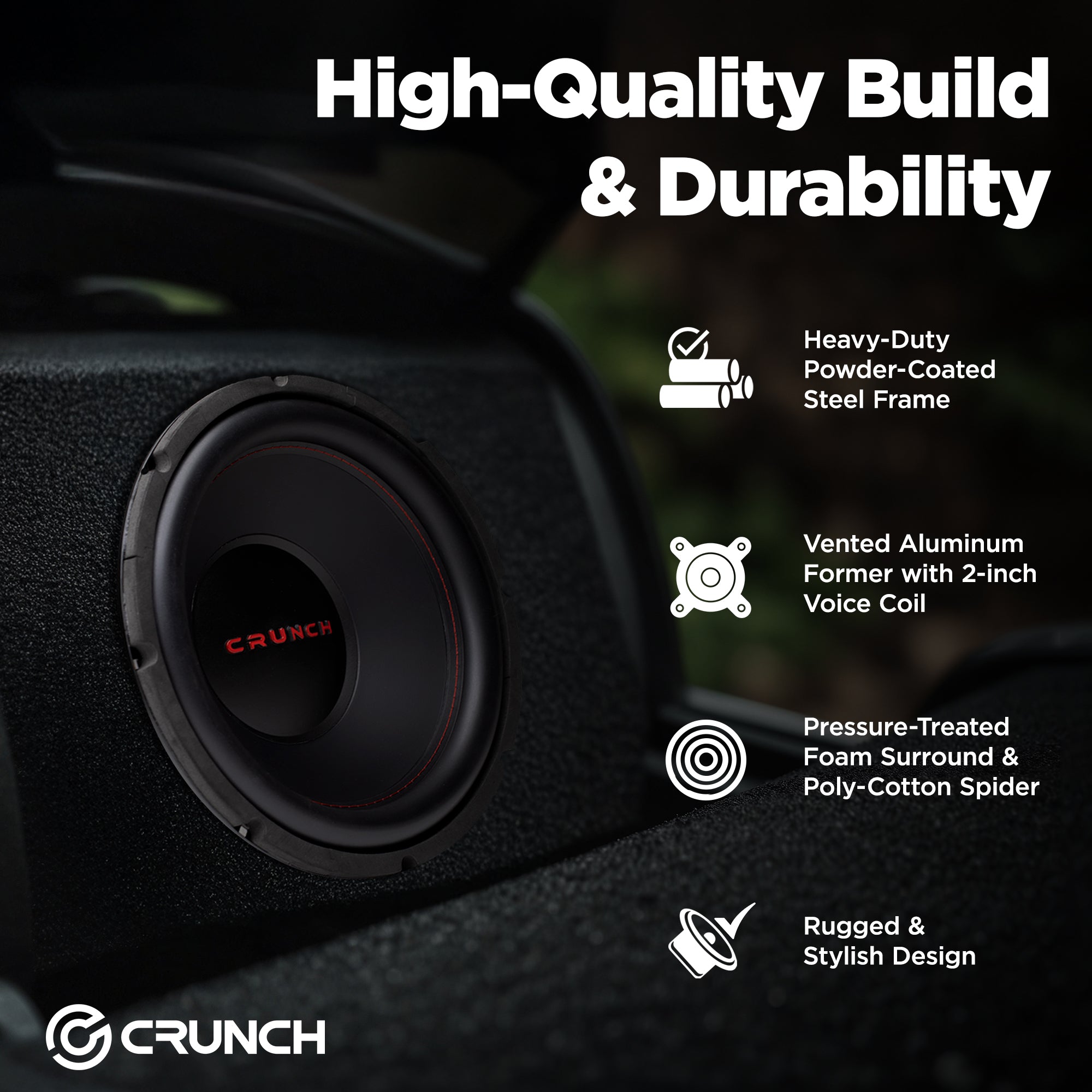 Crunch CRW12D4 12 Inch MAX 4 Ohm Dual Voice Coil Car Subwoofer Speakers (2 Pack) - VMInnovations