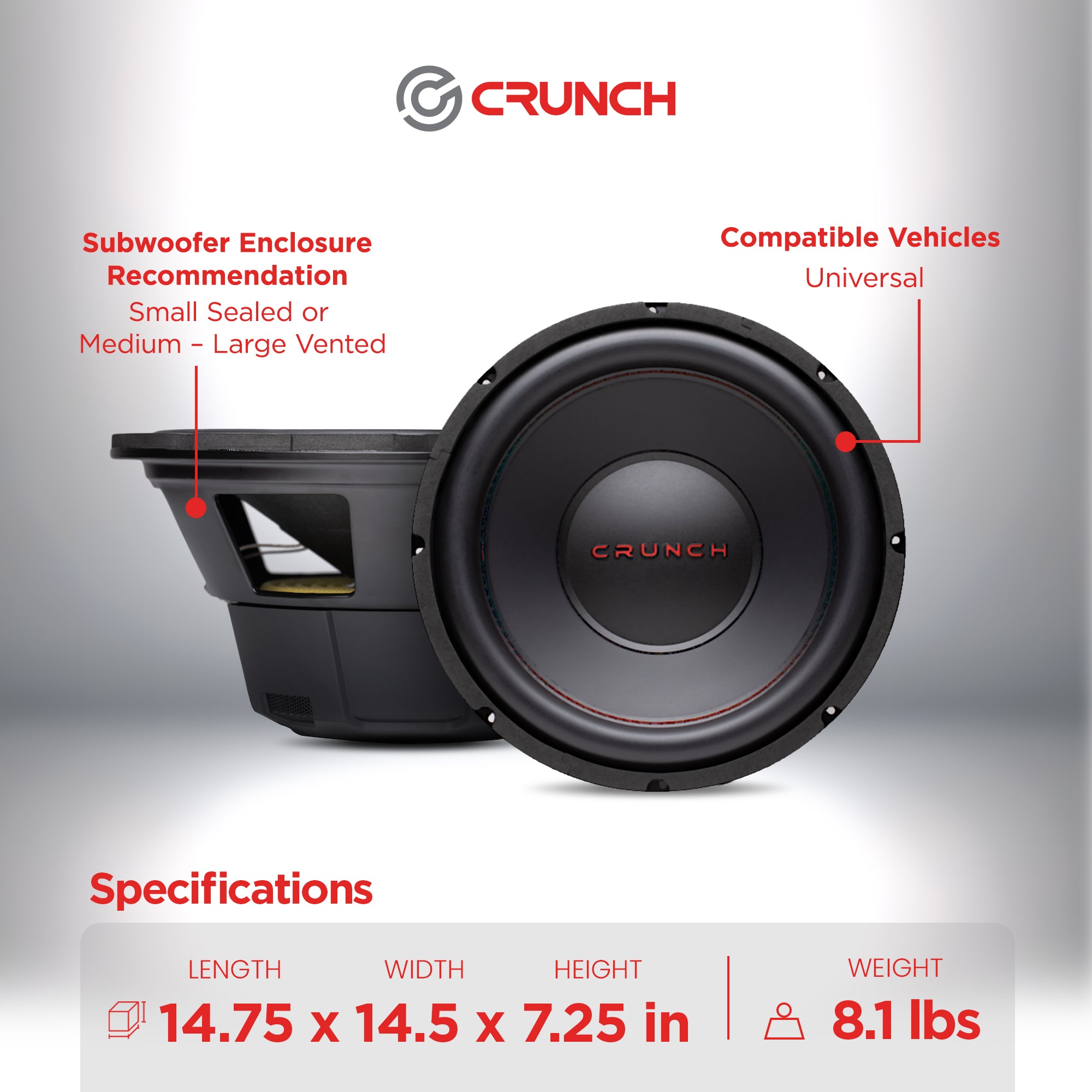 Crunch CRW12D4 12 Inch MAX 4 Ohm Dual Voice Coil Car Subwoofer Speakers (2 Pack) - VMInnovations