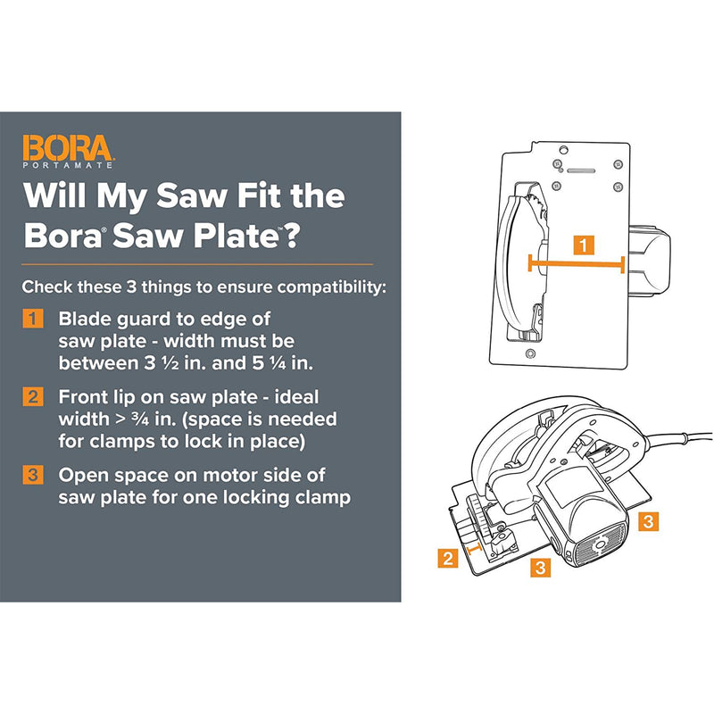 BORA 545410 WTX Deluxe 4 Piece Set with Clamp Edges, Extension, and Saw Plate