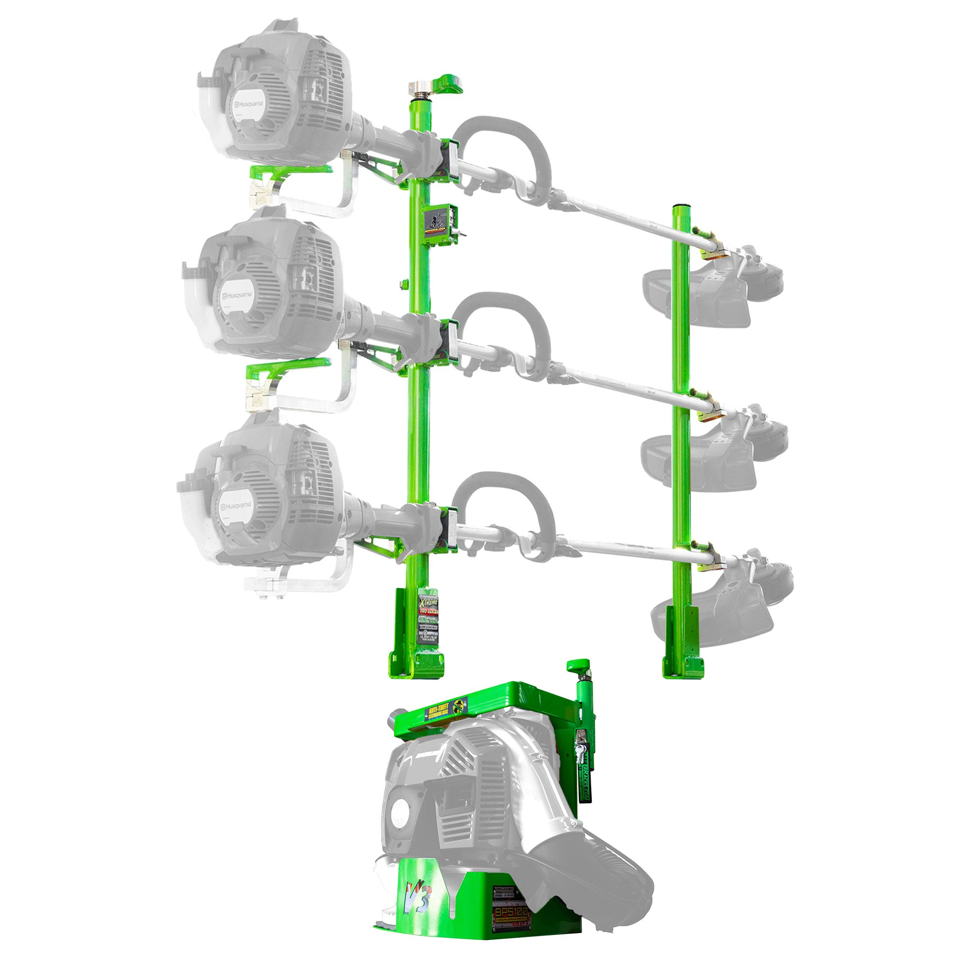Green Touch Industries 3 Position Line Trimmer Rack & Backpack Leaf Blower Rack - VMInnovations