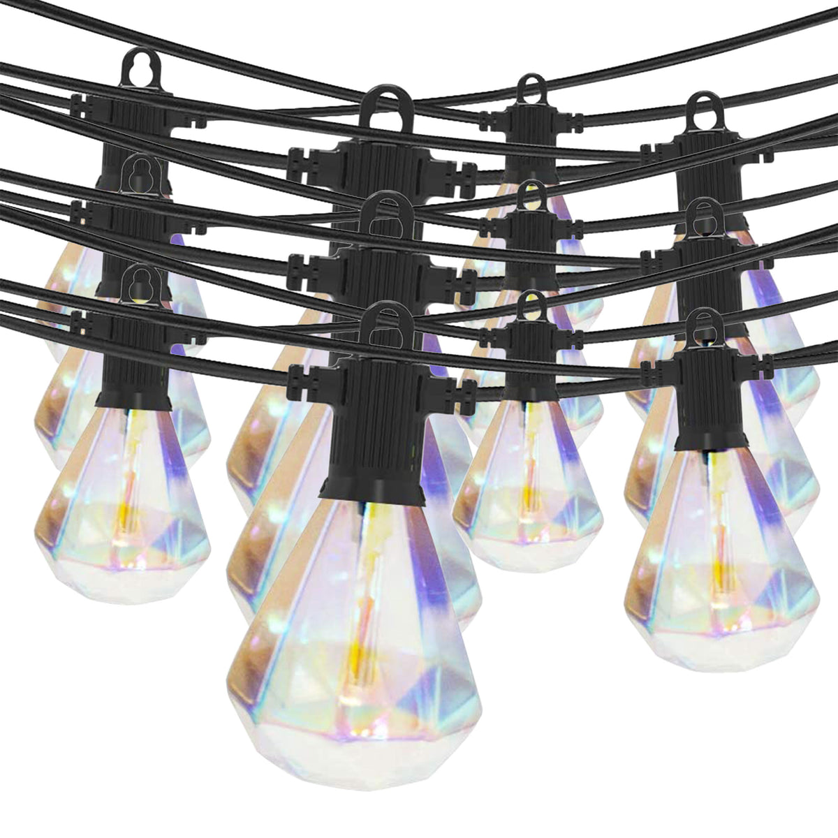Banord 97 Foot Diamond String Lights, 48 Shatterproof Bulbs for Outdoors, 3 Pack