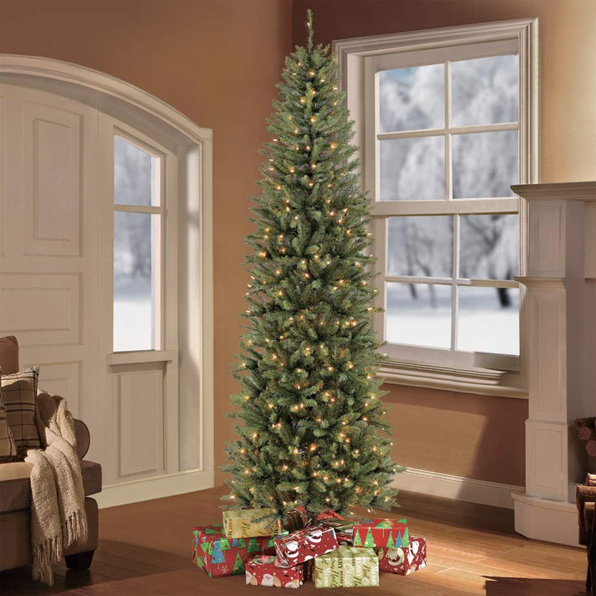 Puleo International Pencil Fraser Fir 7.5 Ft Prelit Holiday Tree (Open Box)
