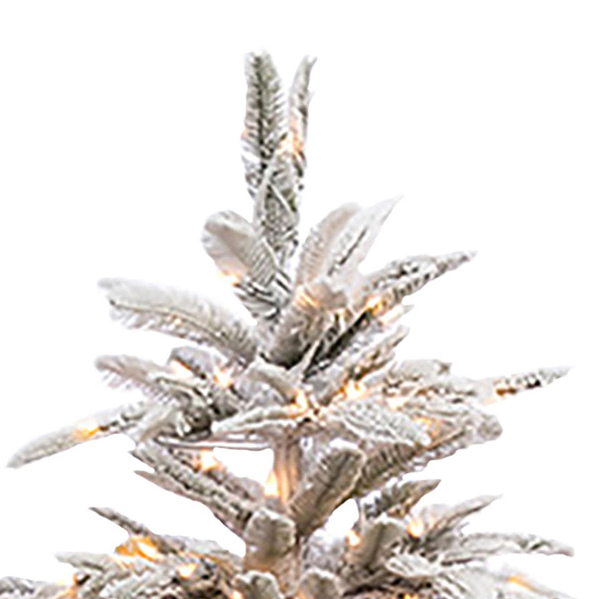 Puleo International 7.5 Foot Flocked Aspen Fir Prelit Christmas Tree w/ Stand
