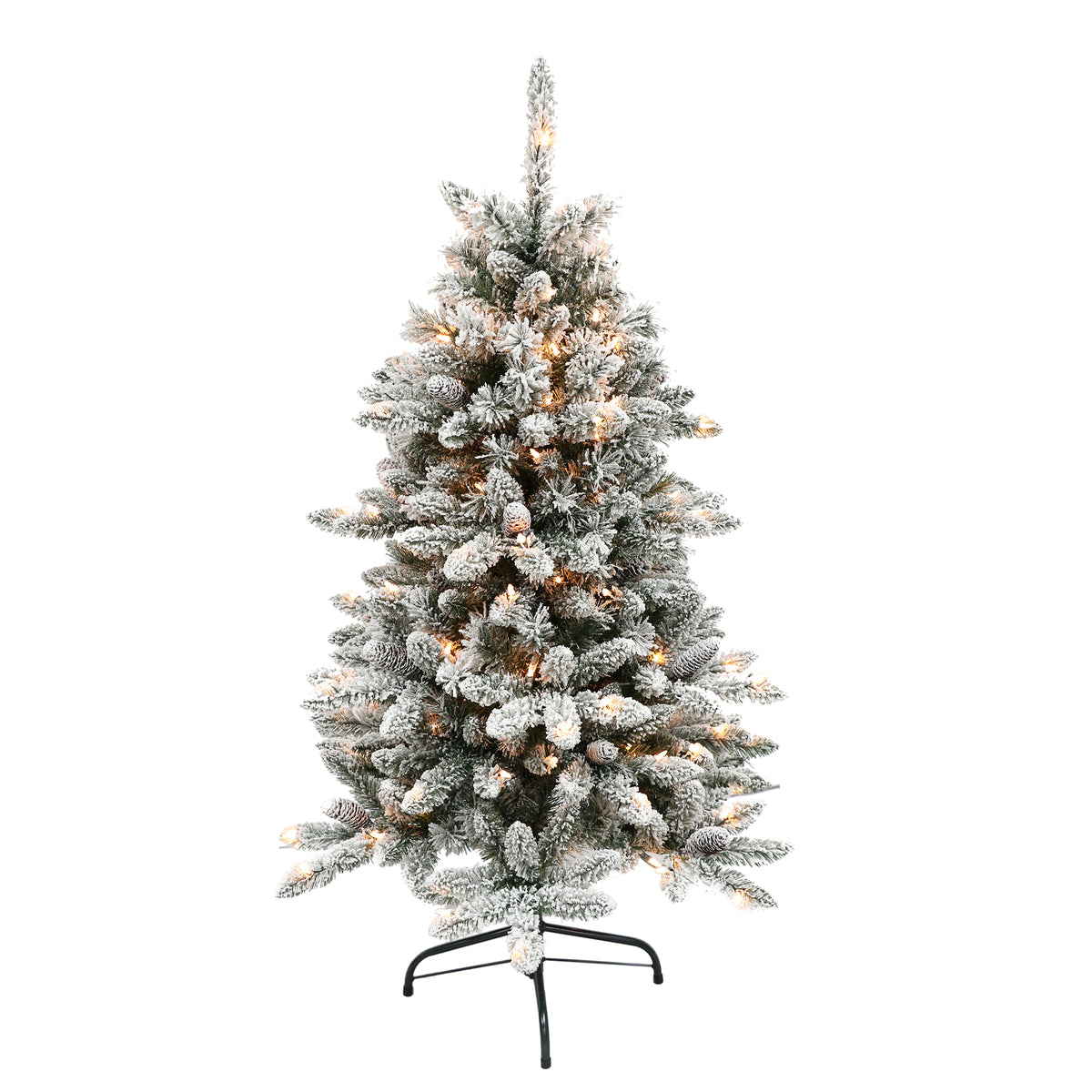 Puleo International 4.5 Foot Birmingham Fir Flocked Christmas Tree (Open Box)