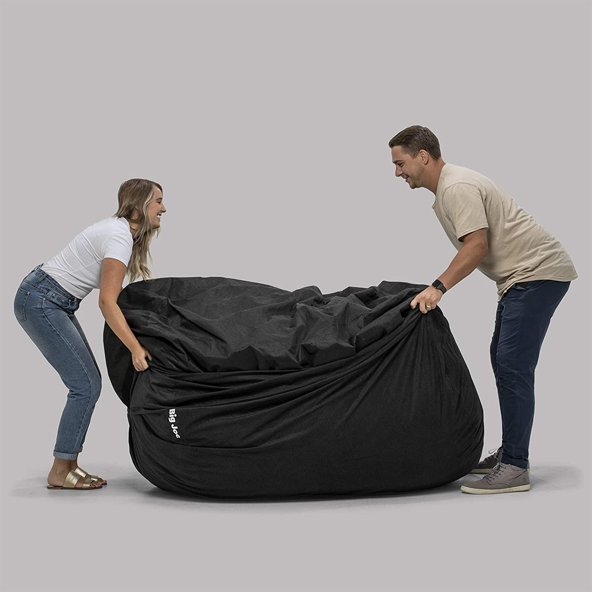 Big Joe Fuf XL Shredded Foam Beanbag Chair with Removable Cover, Black (Used)