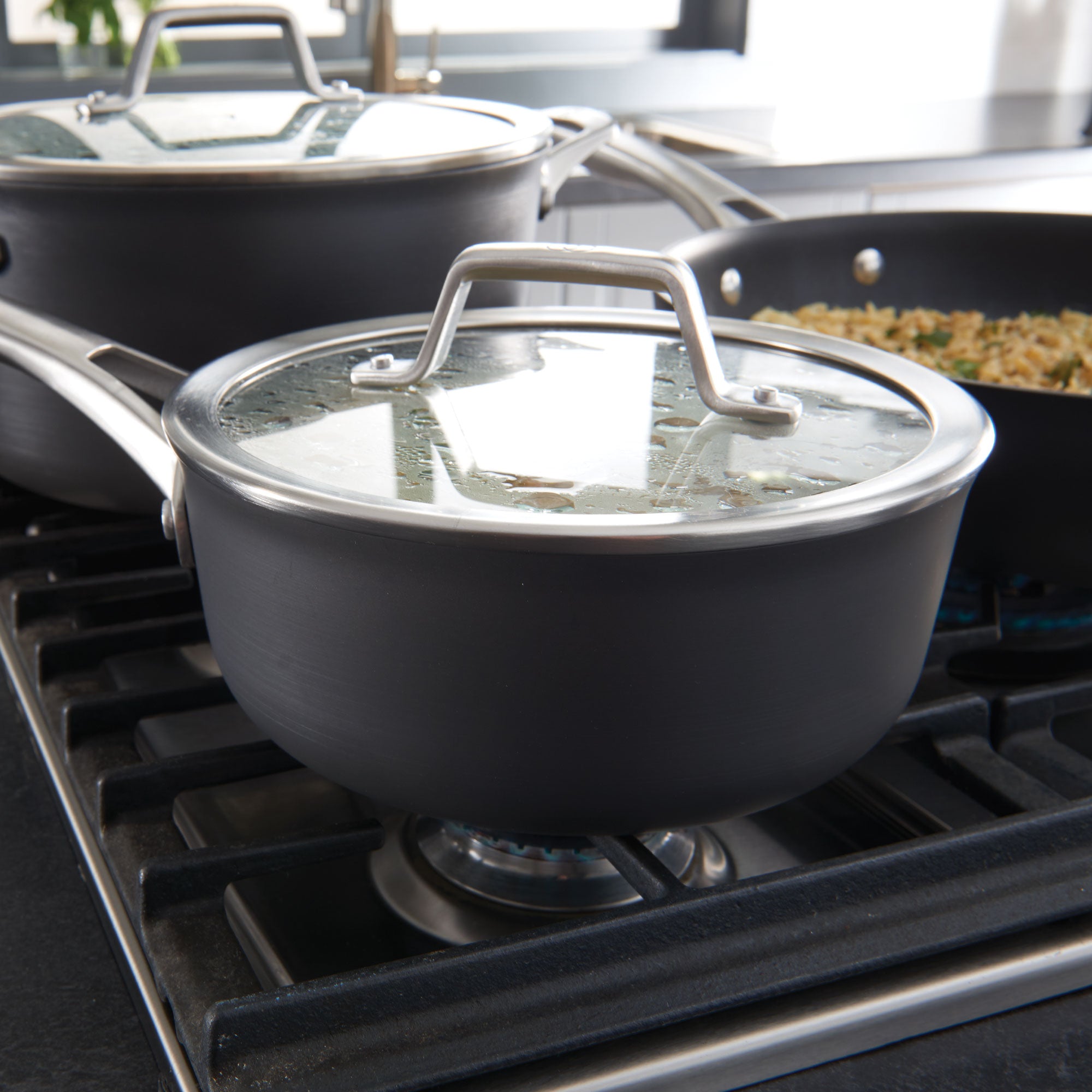 Calphalon Premier Hard Anodized Nonstick 2.5 Quart Saucepan with Lid, Black