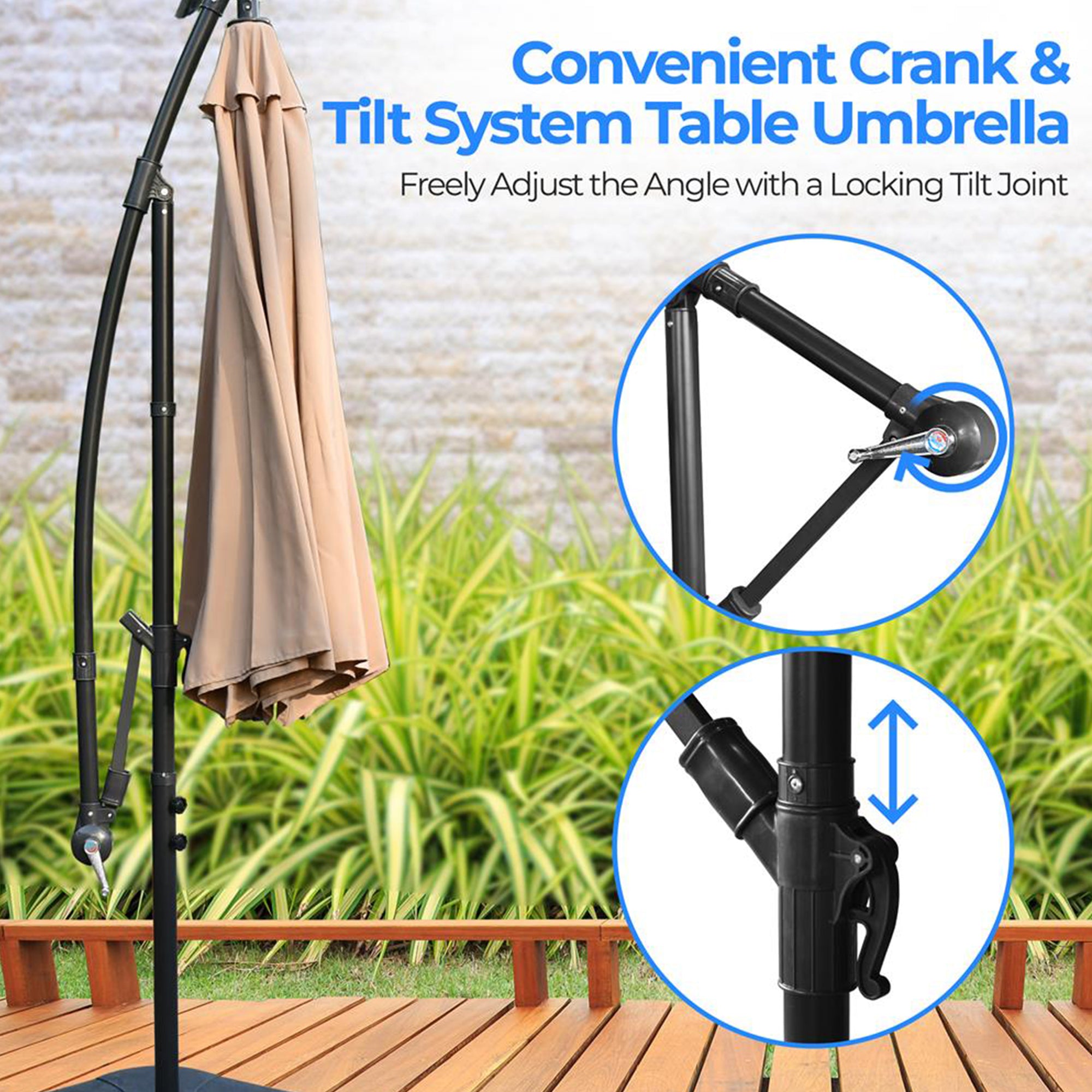 Serenelife 10ft Hanging Garden Lawn Deck Patio Umbrella w/Push Button Tilt(Used) - VMInnovations