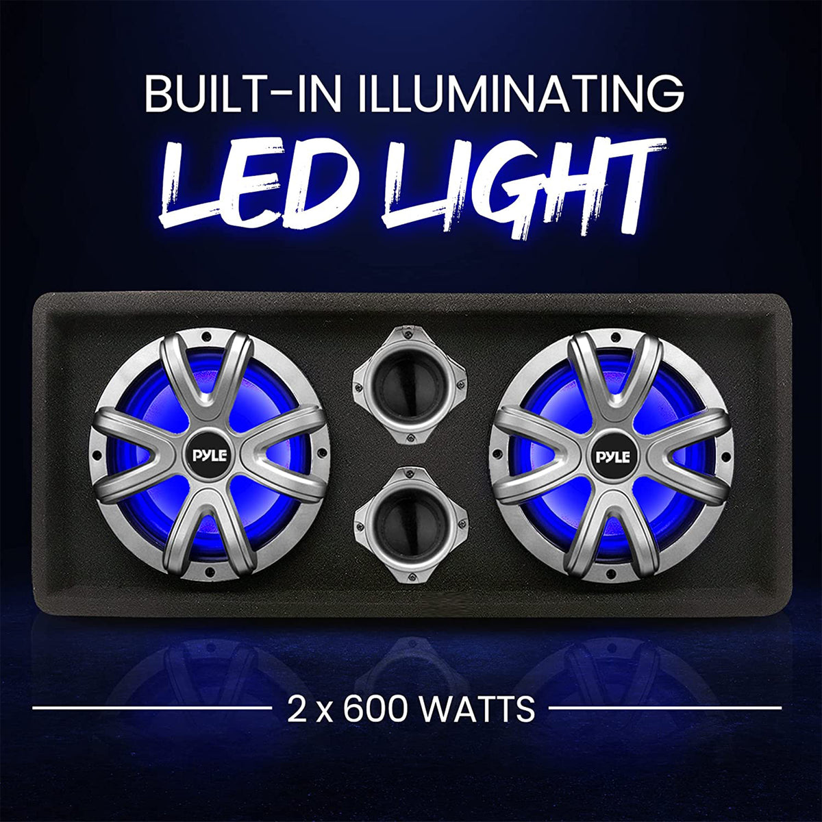 Pyle 12 Inch 600 Watt Mount Car Audio Subwoofer Enclosure Box with LED Lights - VMInnovations