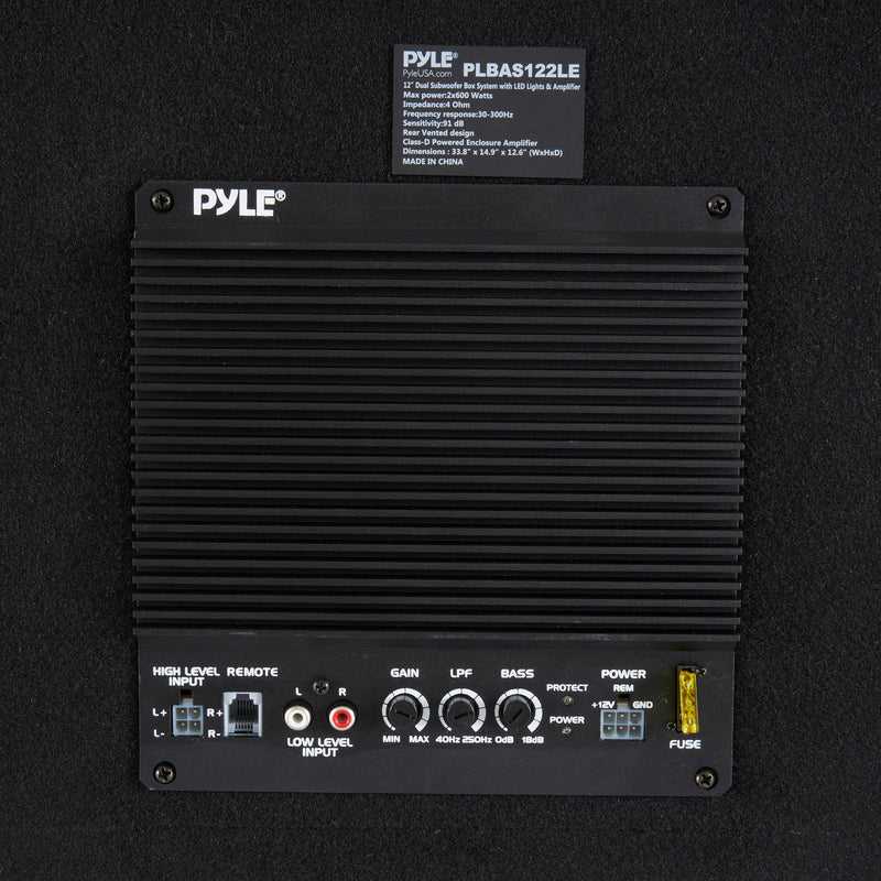 Pyle 12 Inch 600 Watt Mount Car Audio Subwoofer Enclosure Box with LED Lights