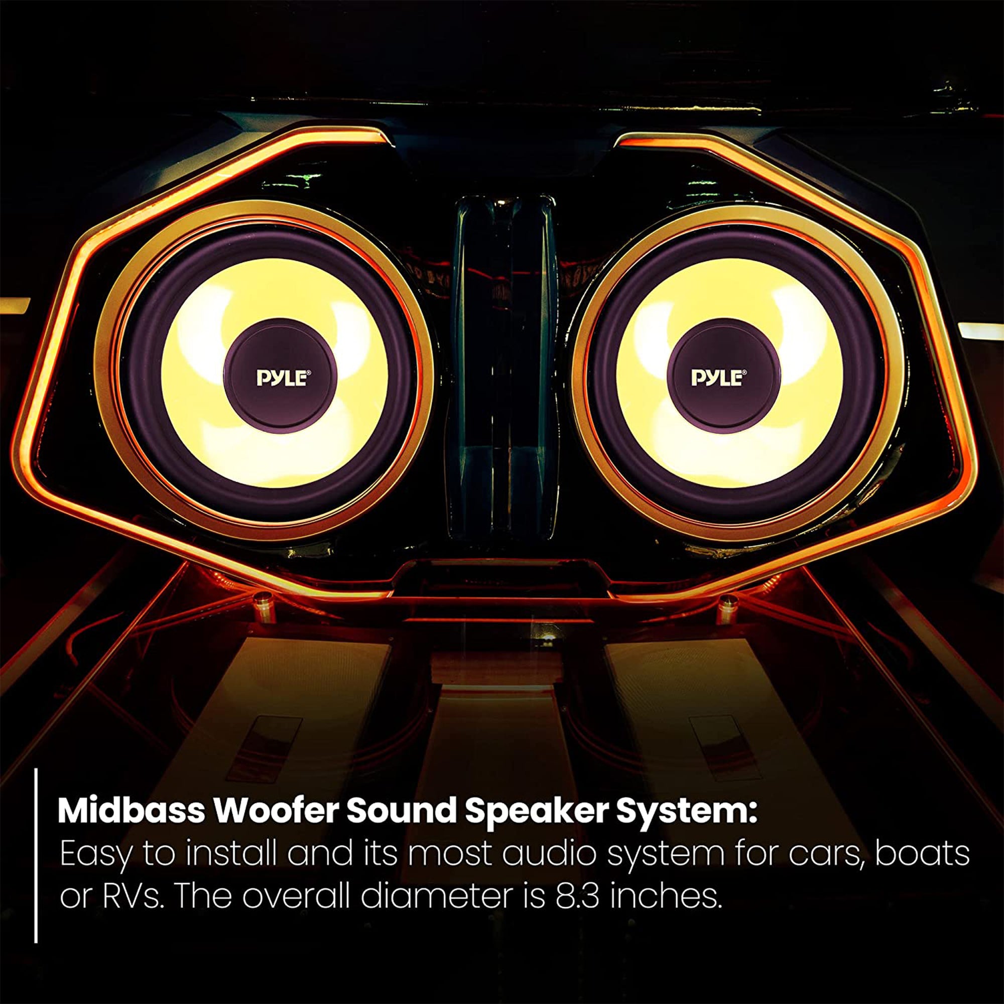 Pyle 400W 8 Inch Pro Midbass Woofer Audio Sound Speaker System for Car Stereo - VMInnovations