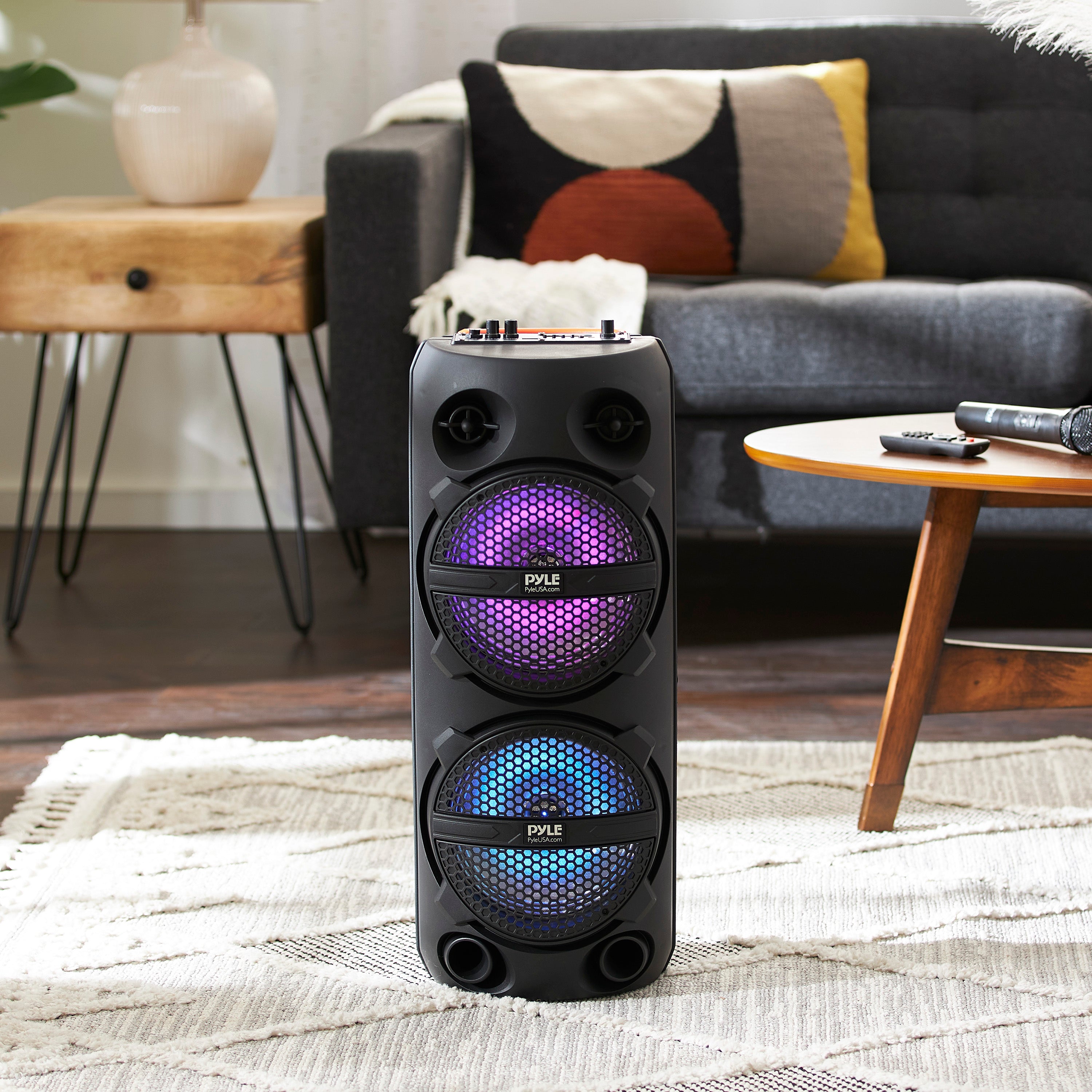 Pyle Portable Bluetooth Rechargeable Karaoke System w/ Wireless Mics (Open Box)