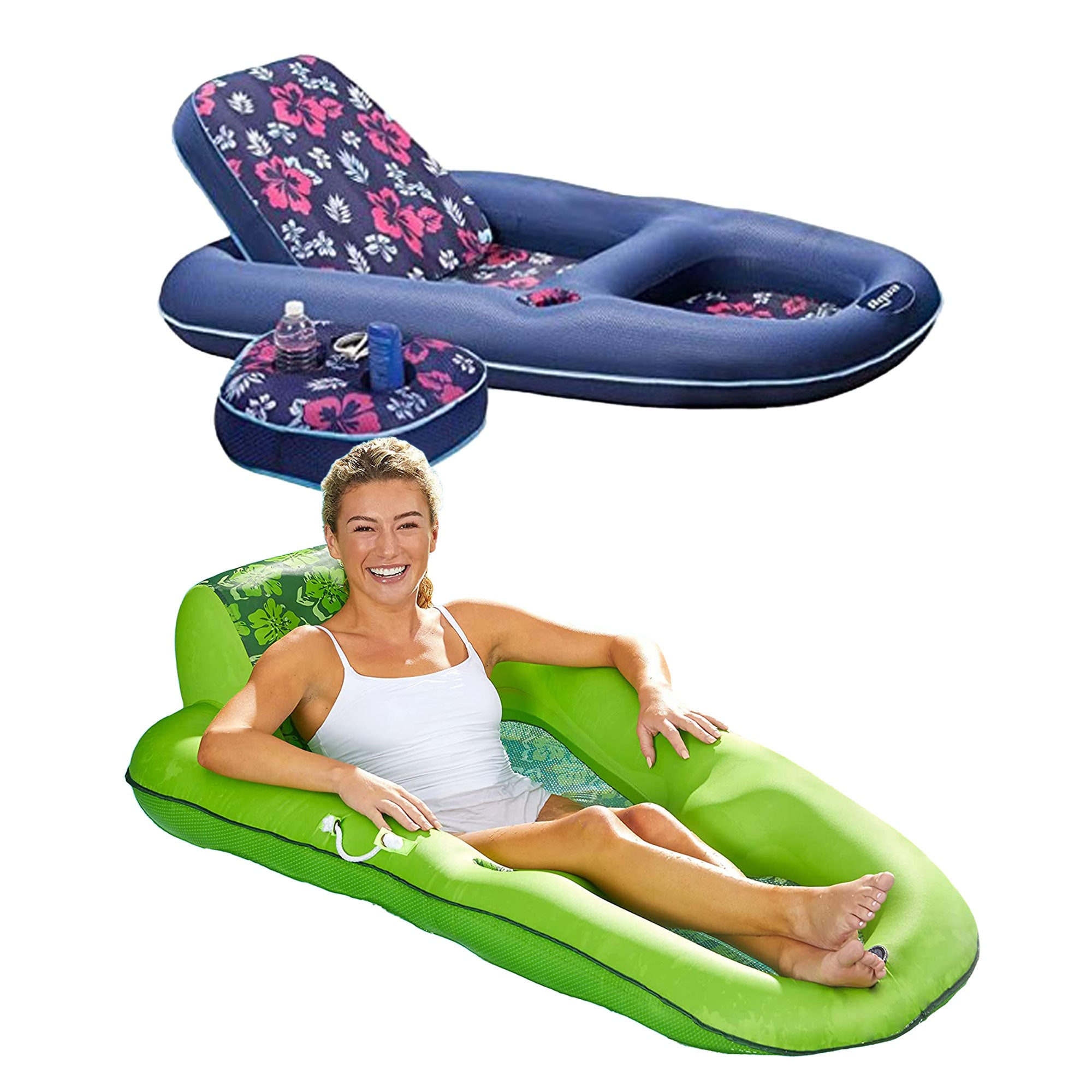 Aqua Leisure 2 in 1 Campania Pool Float Lounger & Luxury Water Reclining Lounger