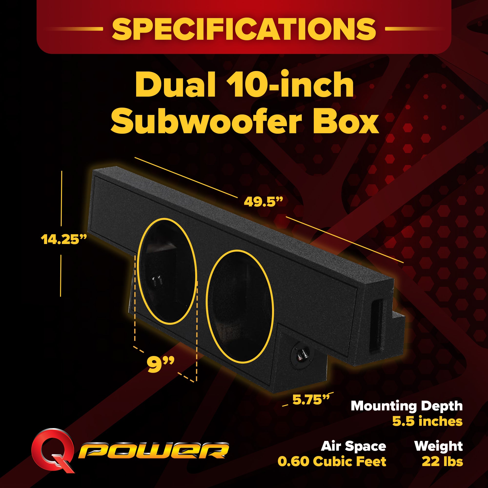 QPower Dual 10" Sub Box for Chevy Silverado 1500, GMC Sierra 1500 (Non-HD) 04-06 - VMInnovations