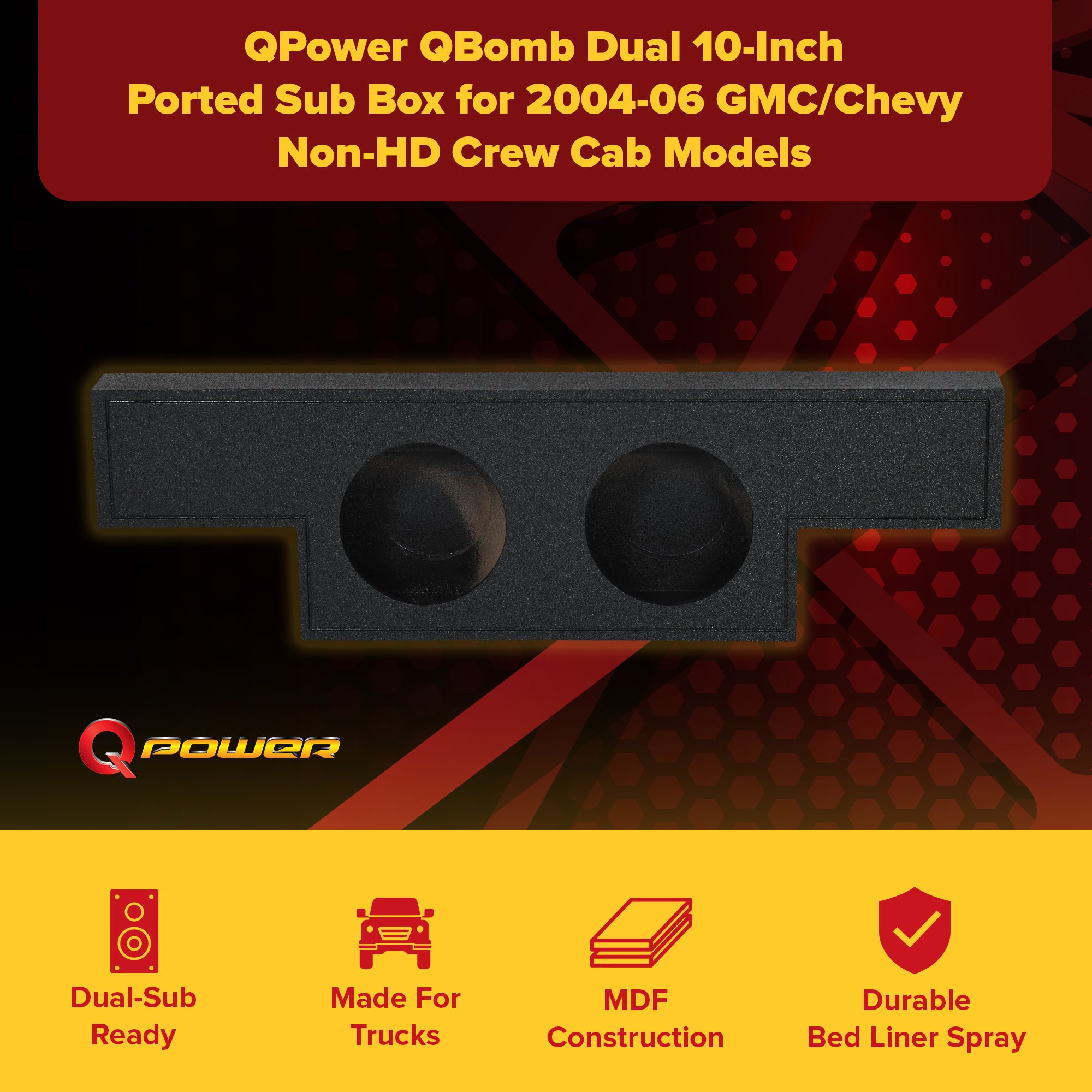 QPower Dual 10" Sub Box for Chevy Silverado 1500, GMC Sierra 1500 (Non-HD) 04-06 - VMInnovations