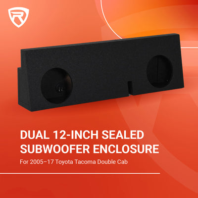 Rockville Dual 12 Inch Sealed Subwoofer Box Enclosure for 05-19 Toyota Tacoma