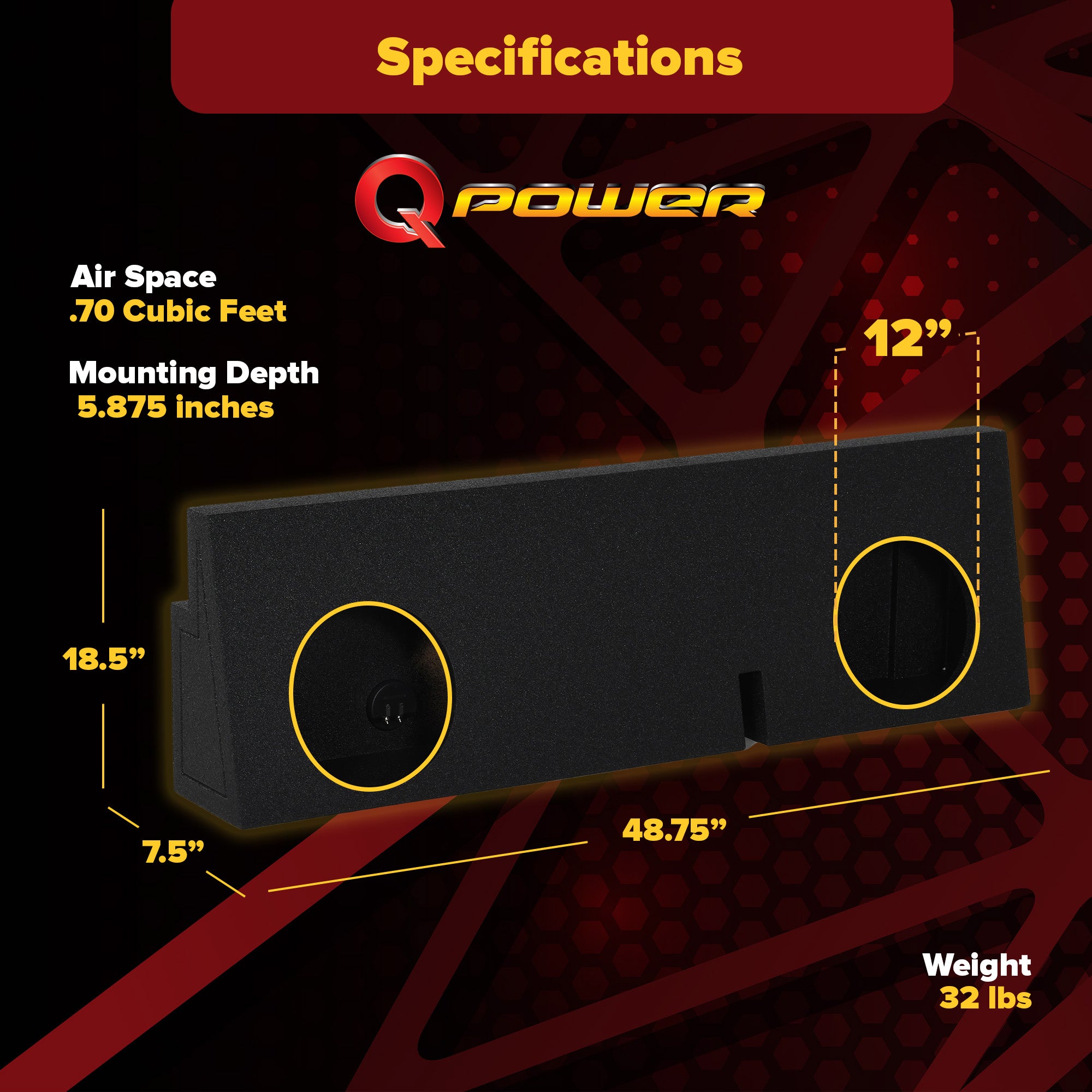 QPower Dual 12" Sealed Sub Enclosure Box for Toyota Tacoma Regular Cab 2005-2024