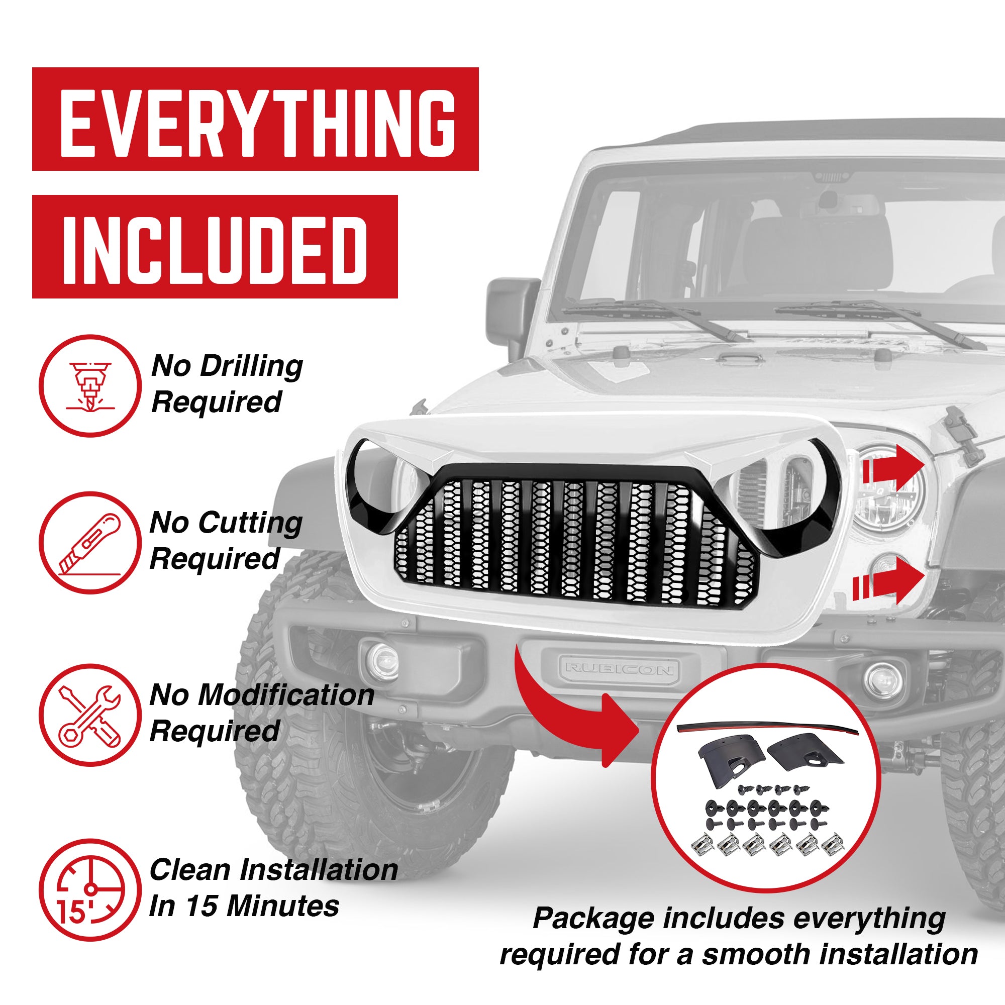 American Modified Vader Grille w/ Mesh for 2018-2022 Jeep Wrangler (Used) - VMInnovations