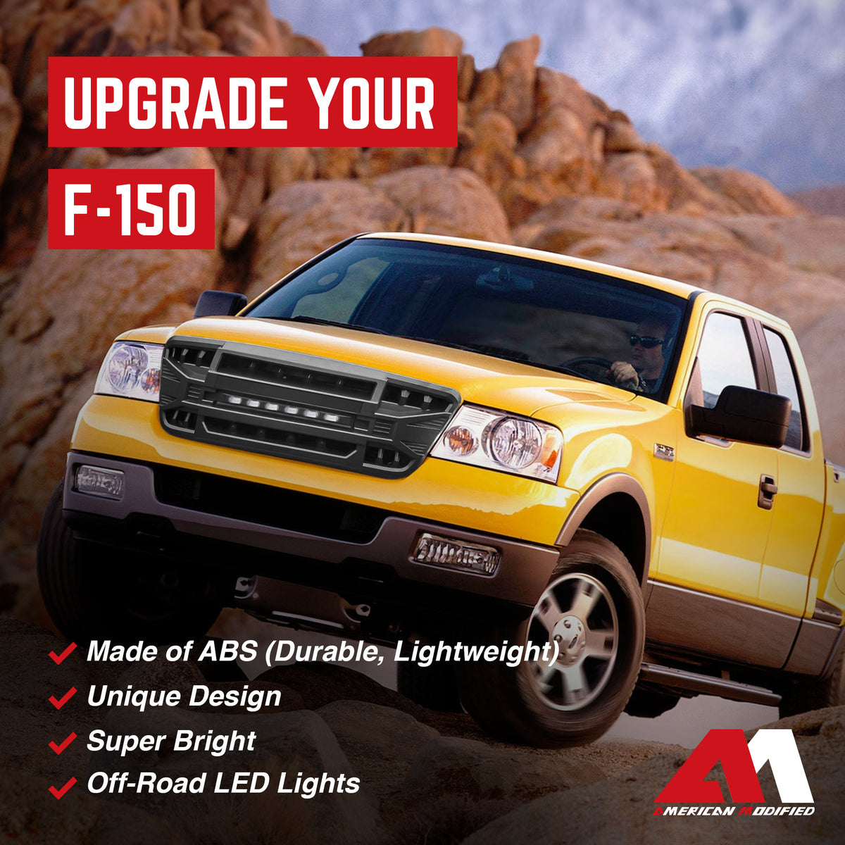 AMERICAN MODIFIED Armor Grille w/Off Road Lights for 04-08 Ford F150 (Open Box)