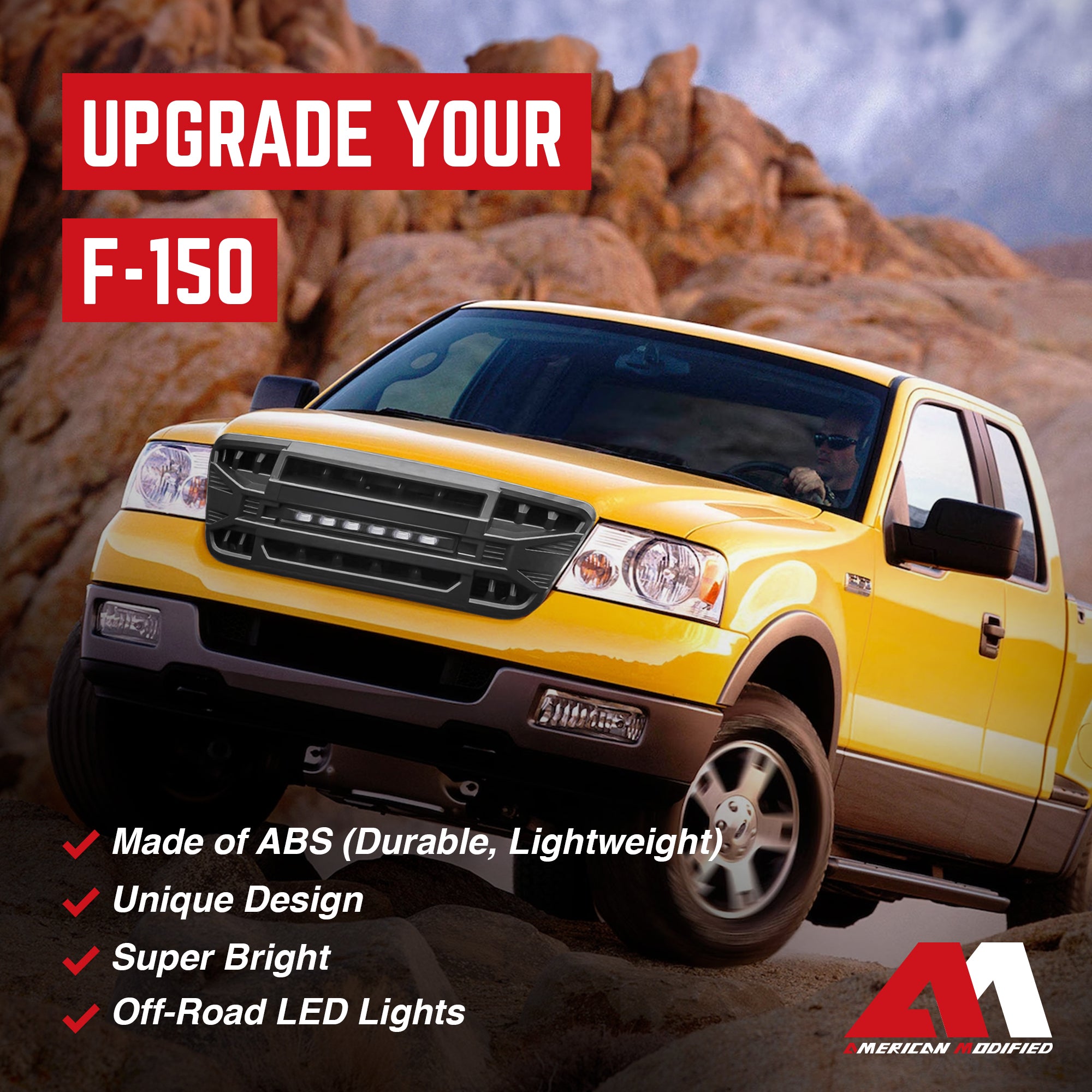 AMERICAN MODIFIED Armor Grille with Off Road Lights for 04-08 Ford F150 (Used) - VMInnovations