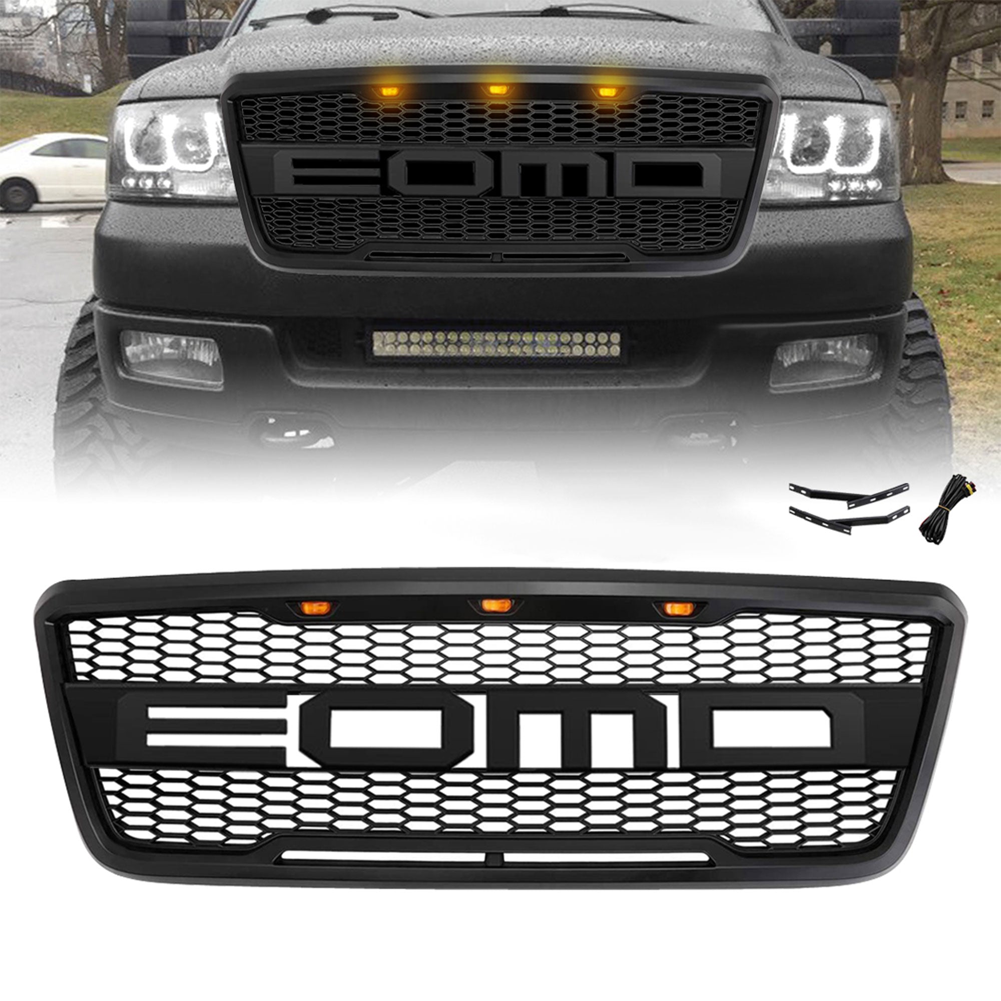 AMERICAN MODIFIED Raptor Grille w/LED Lights for 04-08 Ford F150(For Parts) - VMInnovations
