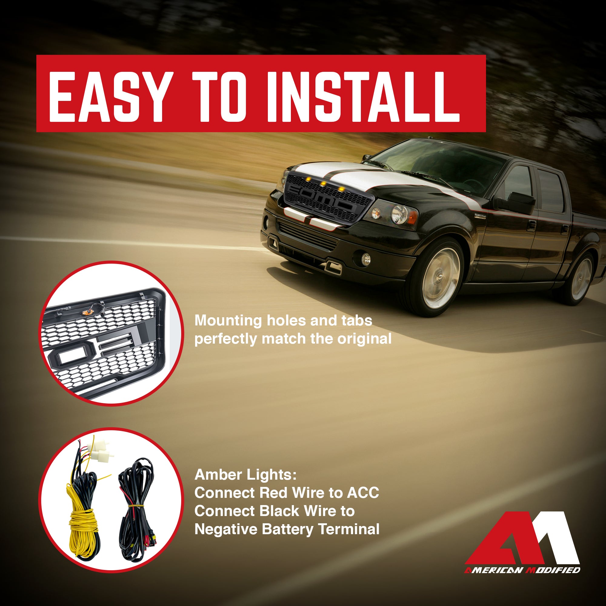 AMERICAN MODIFIED Grille w/LED Lights Compatible with Ford F-150 '04-'08 (Used)