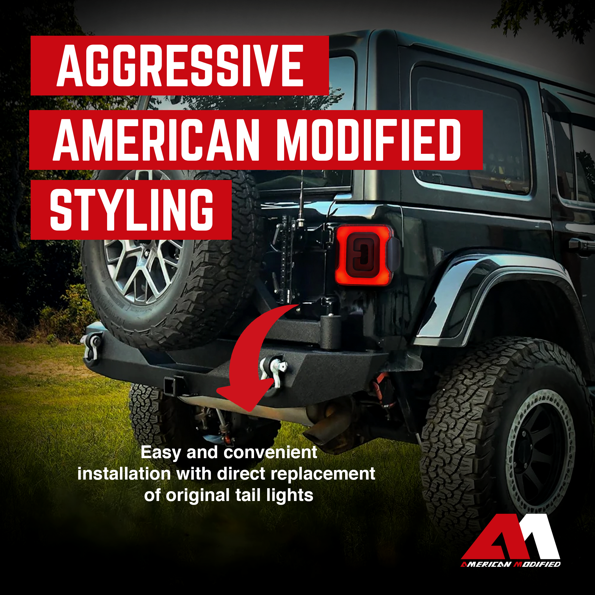 AM American Smoked Tunnel Tail Lights Compatible with Jeep Wrangler JL (Used)