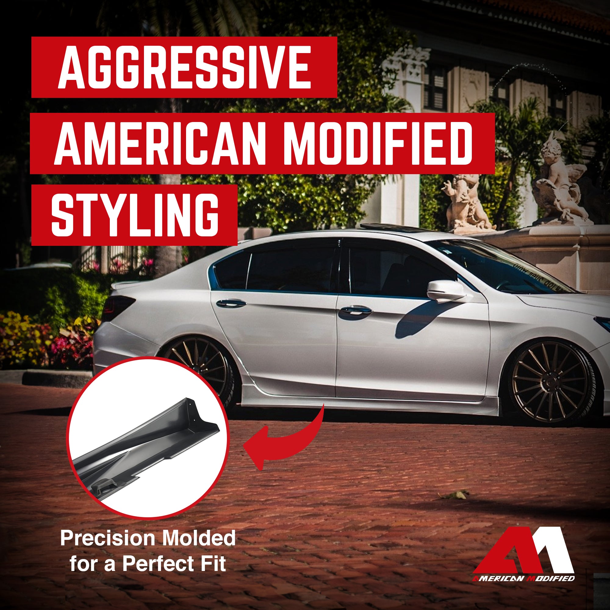 AMERICAN MODIFIED Stylish Side Skirts Fit for 2018 to 2023 Honda Accord, White - VMInnovations