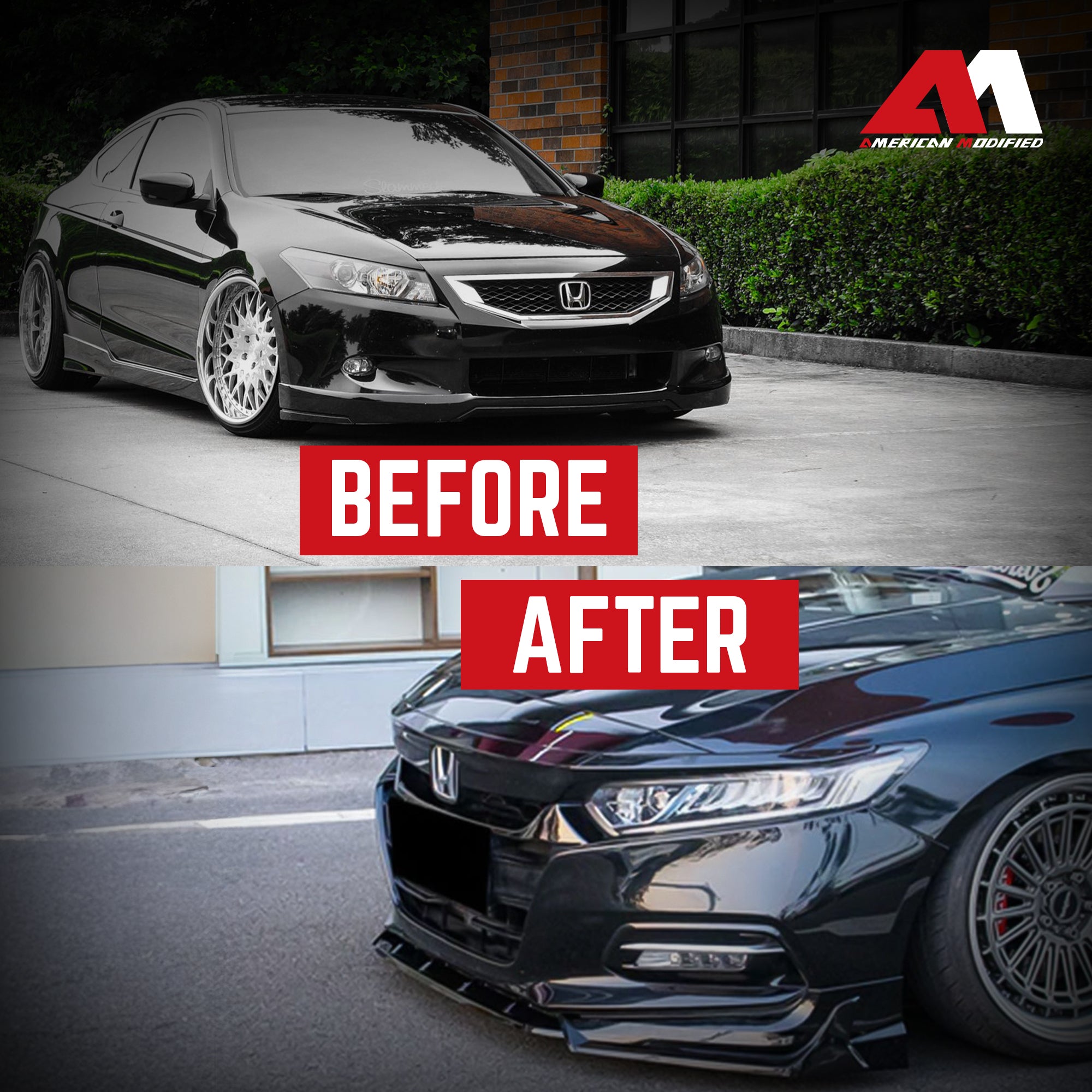 AMERICAN MODIFIED 2018 to 2020 Honda Accord Aerodynamic Front Lip Spoiler, Black - VMInnovations