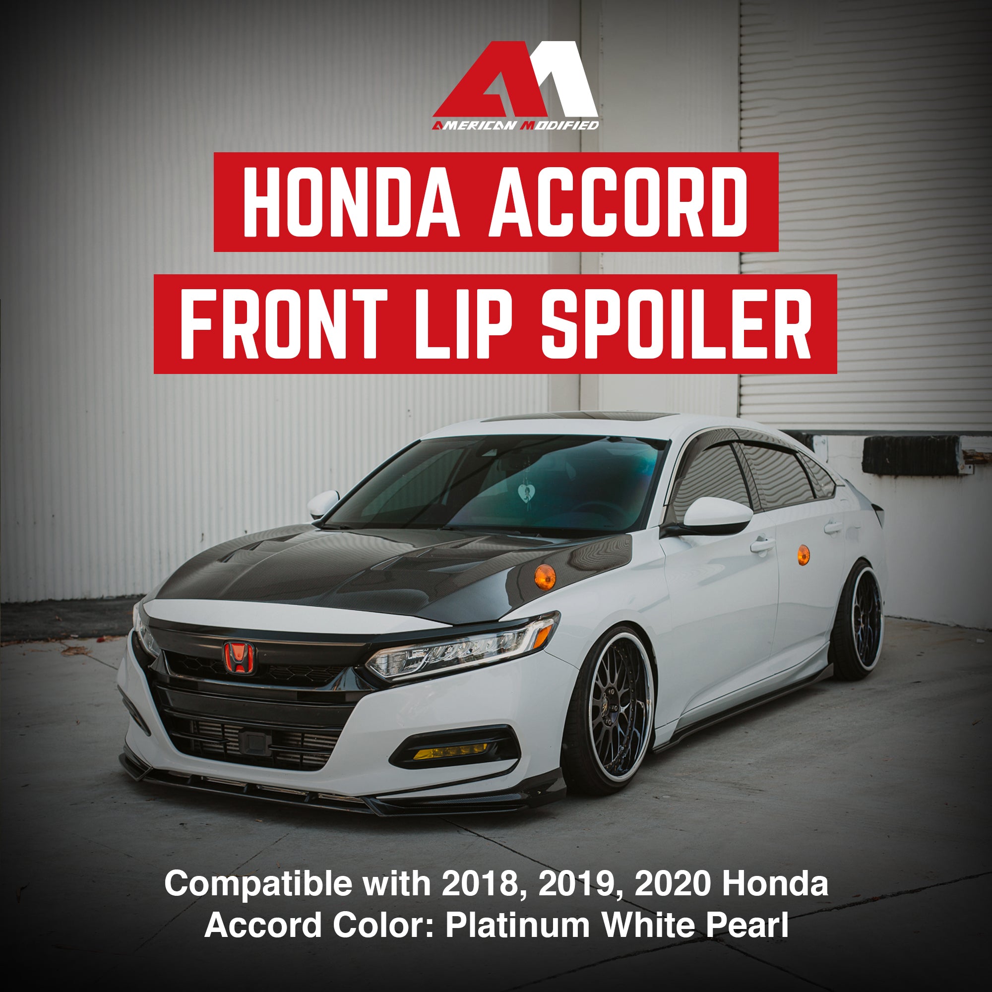 AMERICAN MODIFIED 2018 to 2020 Honda Accord Aerodynamic Front Lip Spoiler, White - VMInnovations