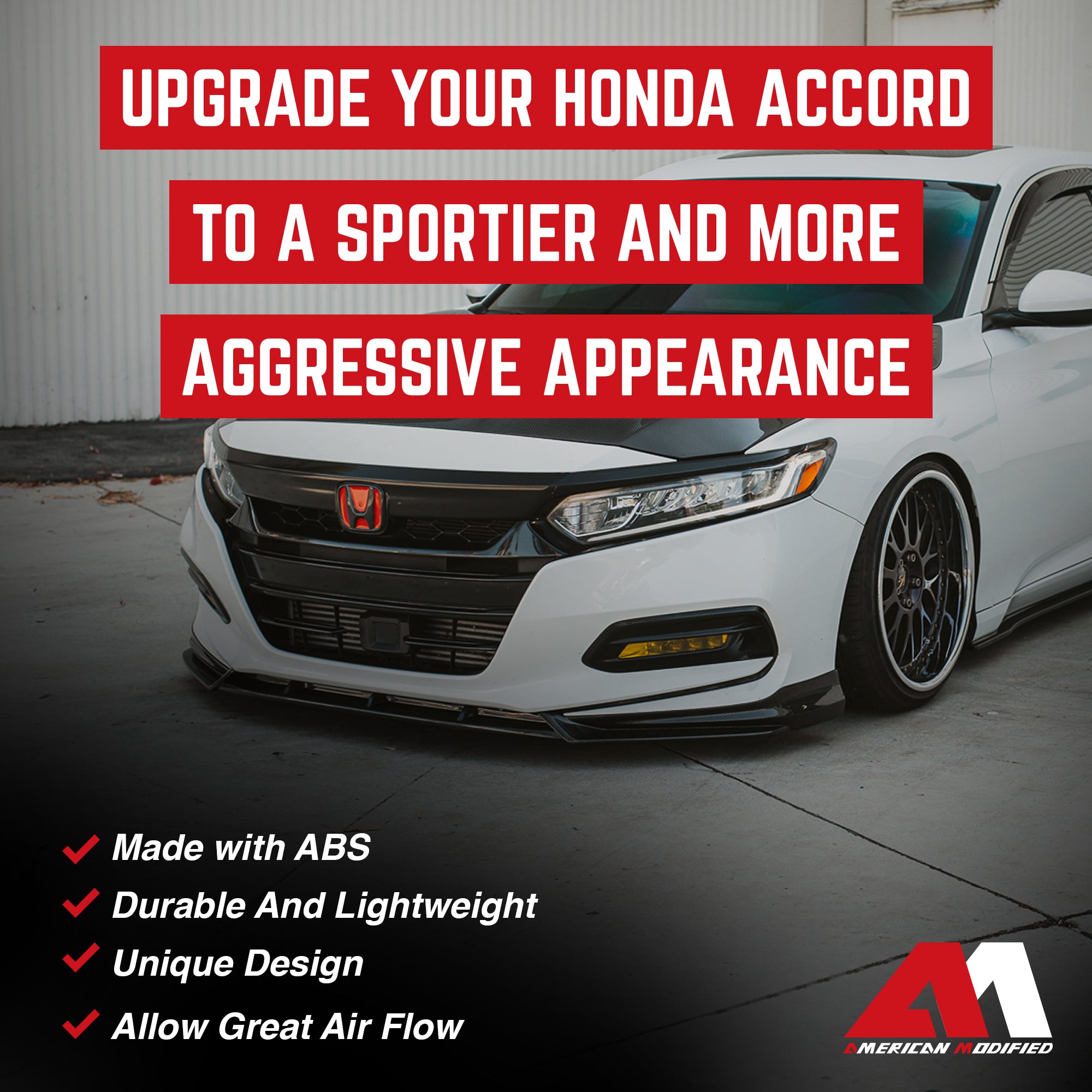 AMERICAN MODIFIED 18-20 Honda Accord Aerodynamic Lip Spoiler, White (Open Box)
