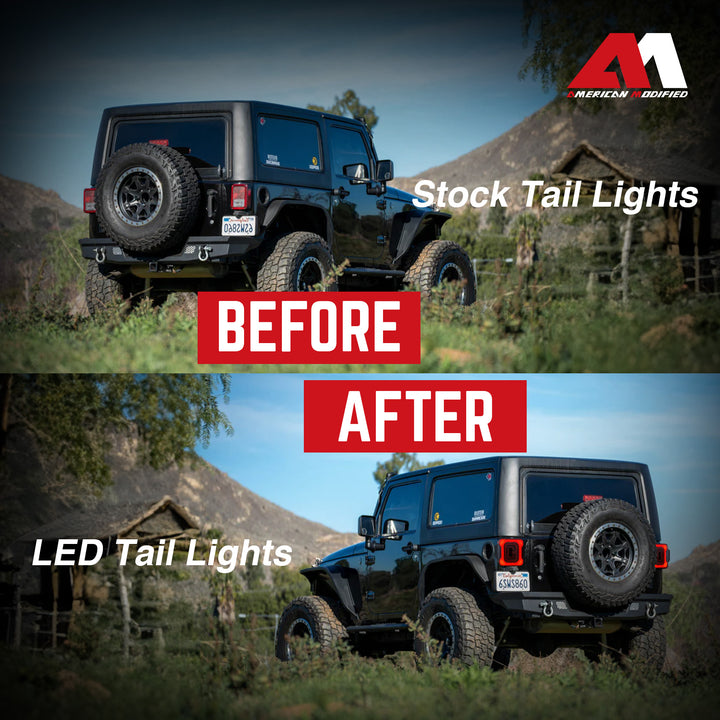 AMERICAN MODIFIED Smoked Tail Lights Compatible with 07-18 Jeep Wrangler JK/JKU - VMInnovations