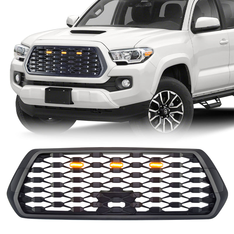 AMERICAN MODIFIED Mesh Grille w/ Amber Lights for 2016-2023 Tacoma, Matte Black