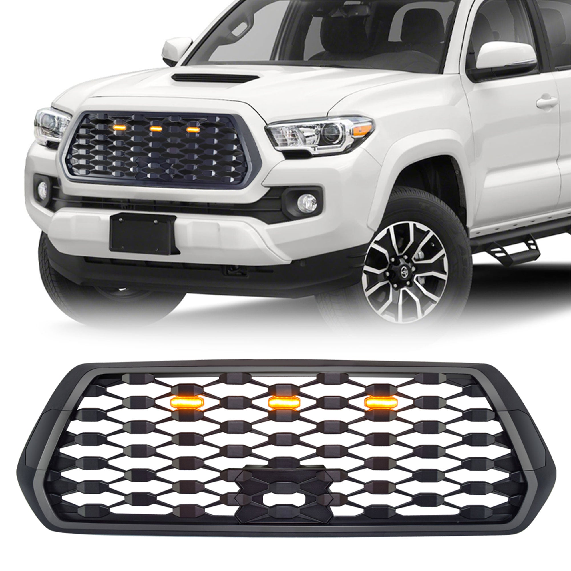 Mesh Grille w/ Amber Lights for 2016-2021 Tacoma, Matte Black (Used)