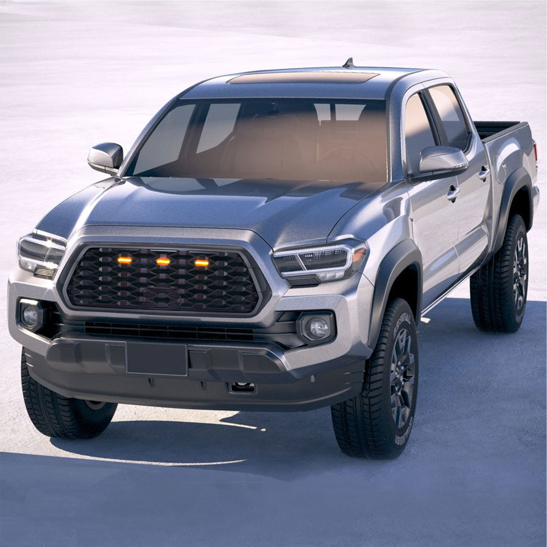 AMERICAN MODIFIED Mesh Grille w/ Amber Lights for 2016-2023 Tacoma, Matte Black - VMInnovations
